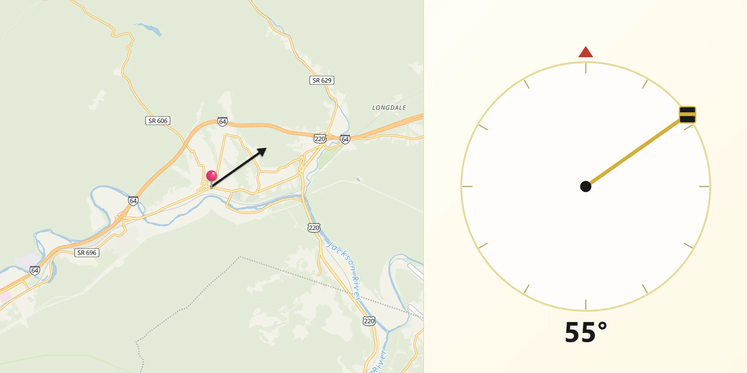 Qibla Direction from Clifton Forge
