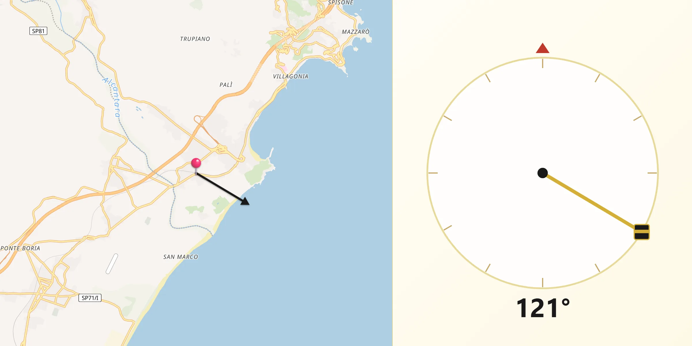 Direzione della Qibla da Chianchitta-Pallio