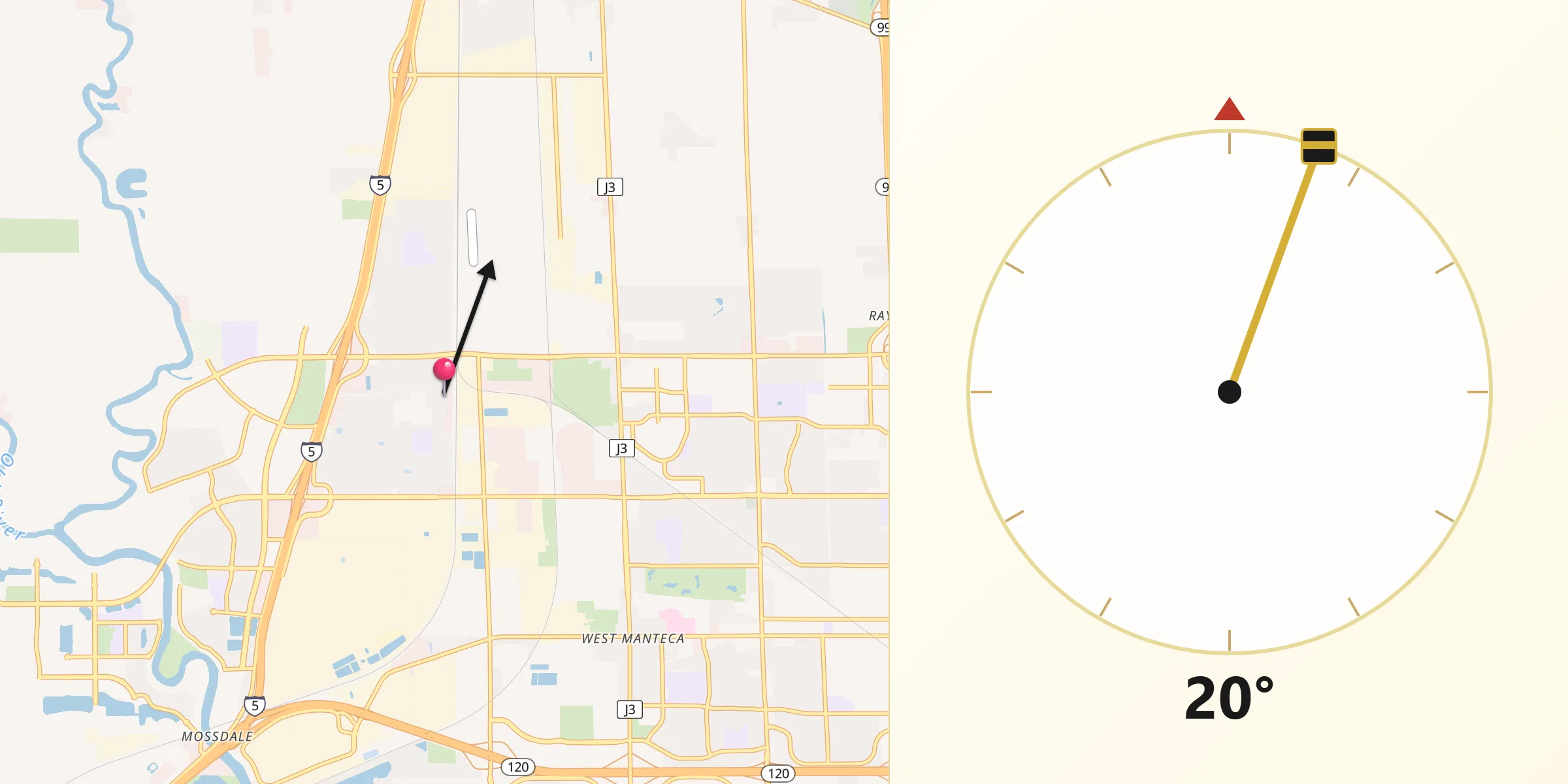 Qibla Direction from Lathrop