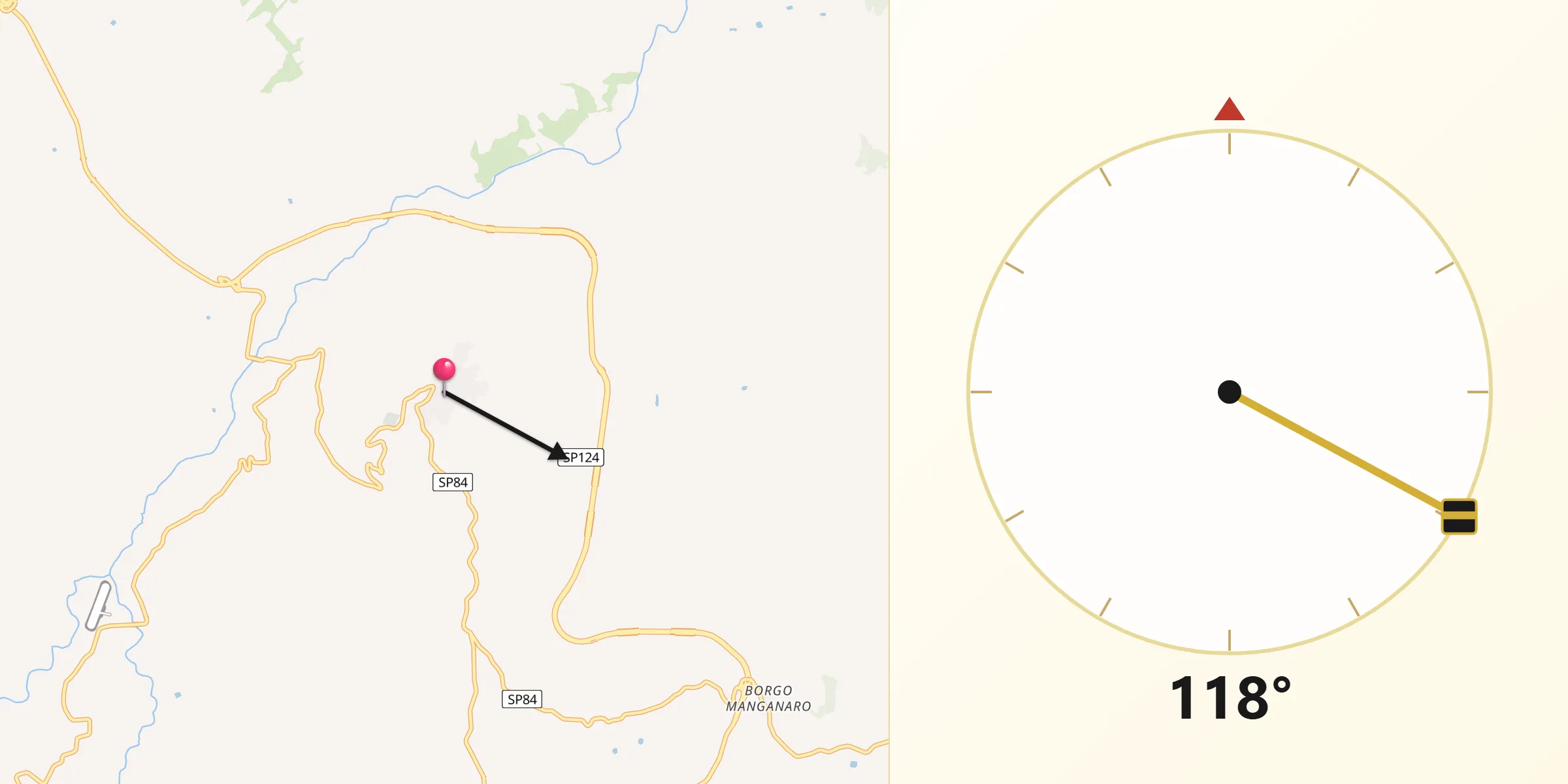 Direzione della Qibla da Vicari