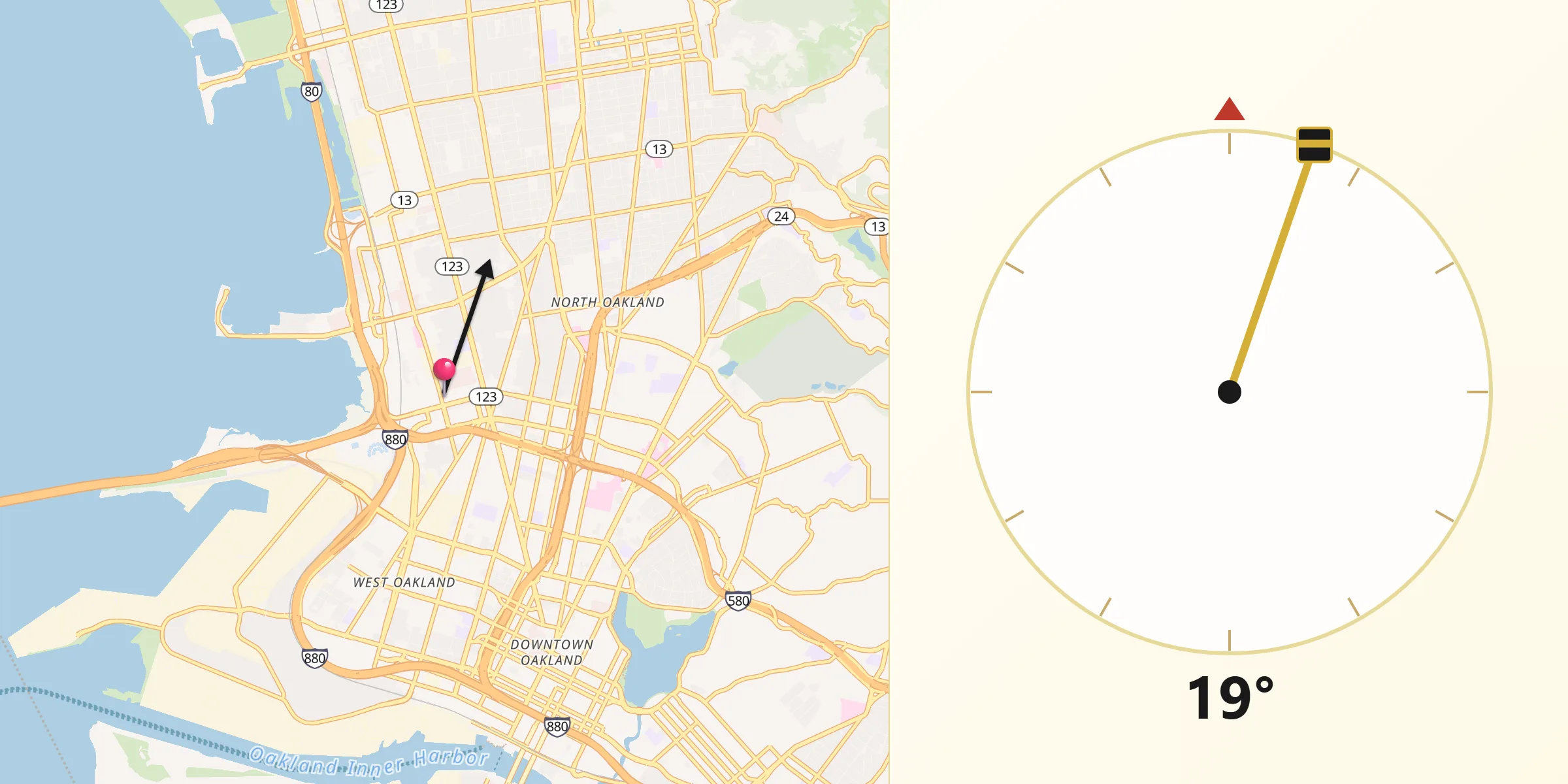 Qibla Direction from Emeryville