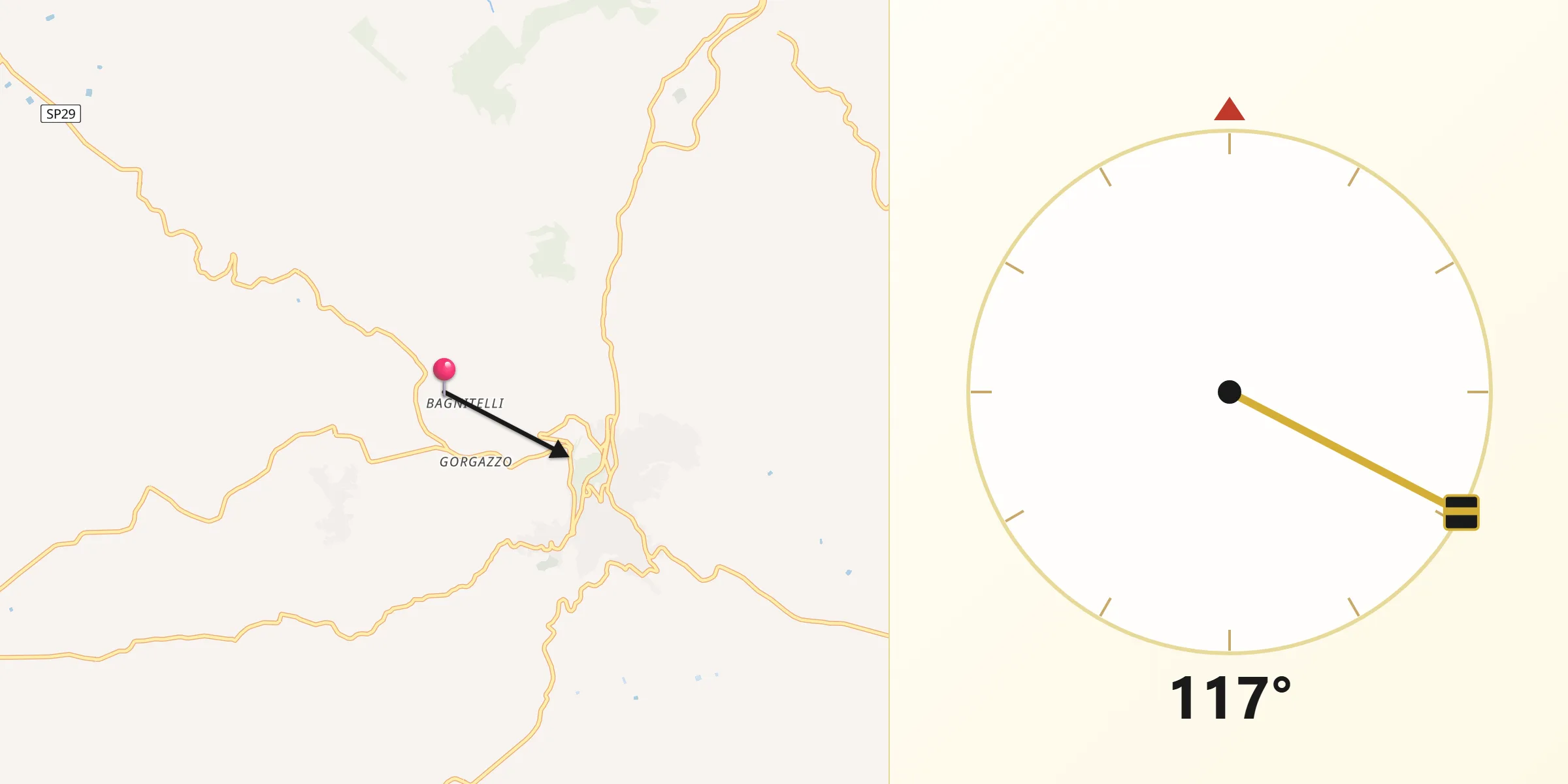Direzione della Qibla da San Ciro-Ulmi-Filci