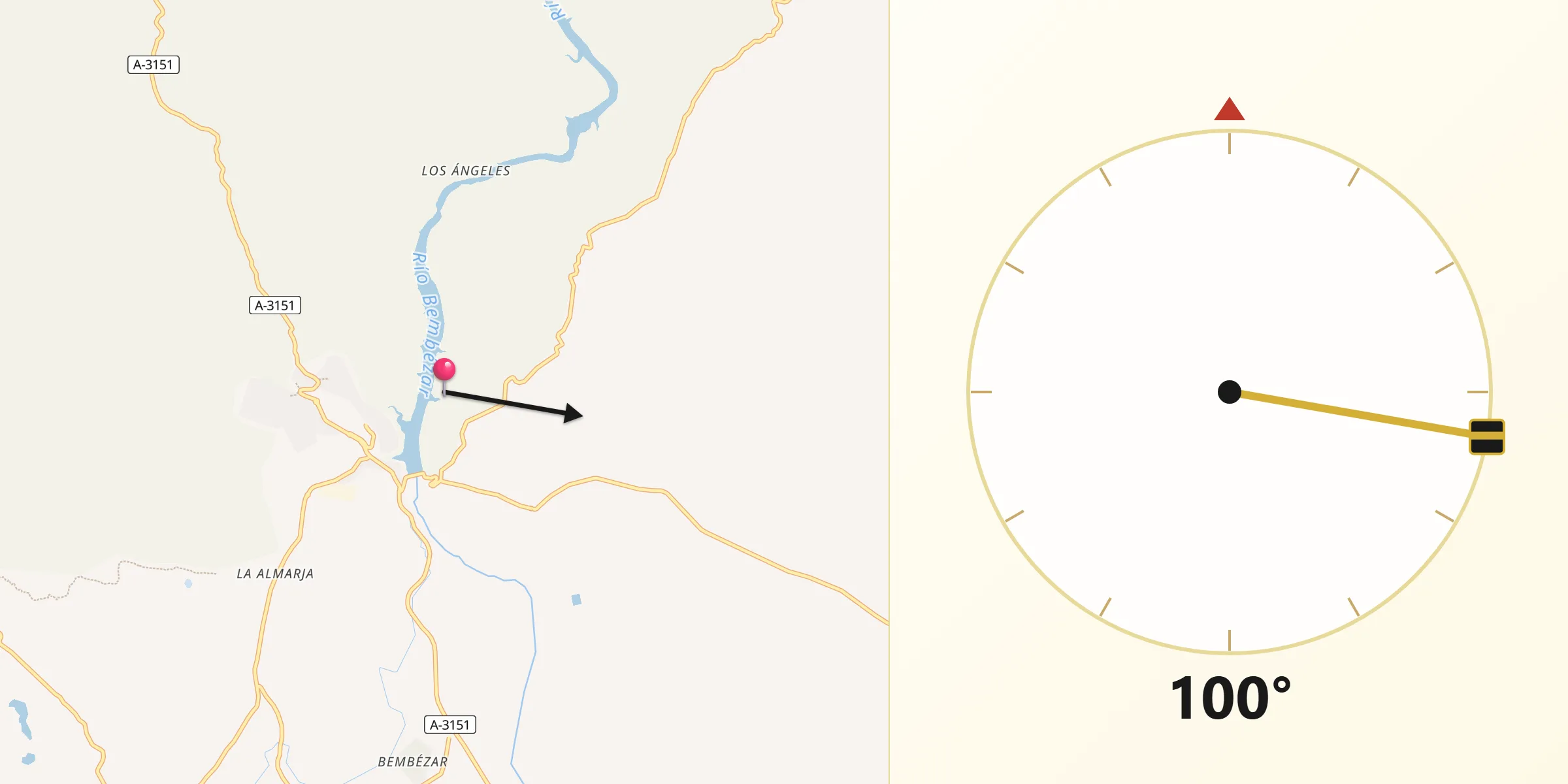 Dirección de la Qibla desde Hornachuelos