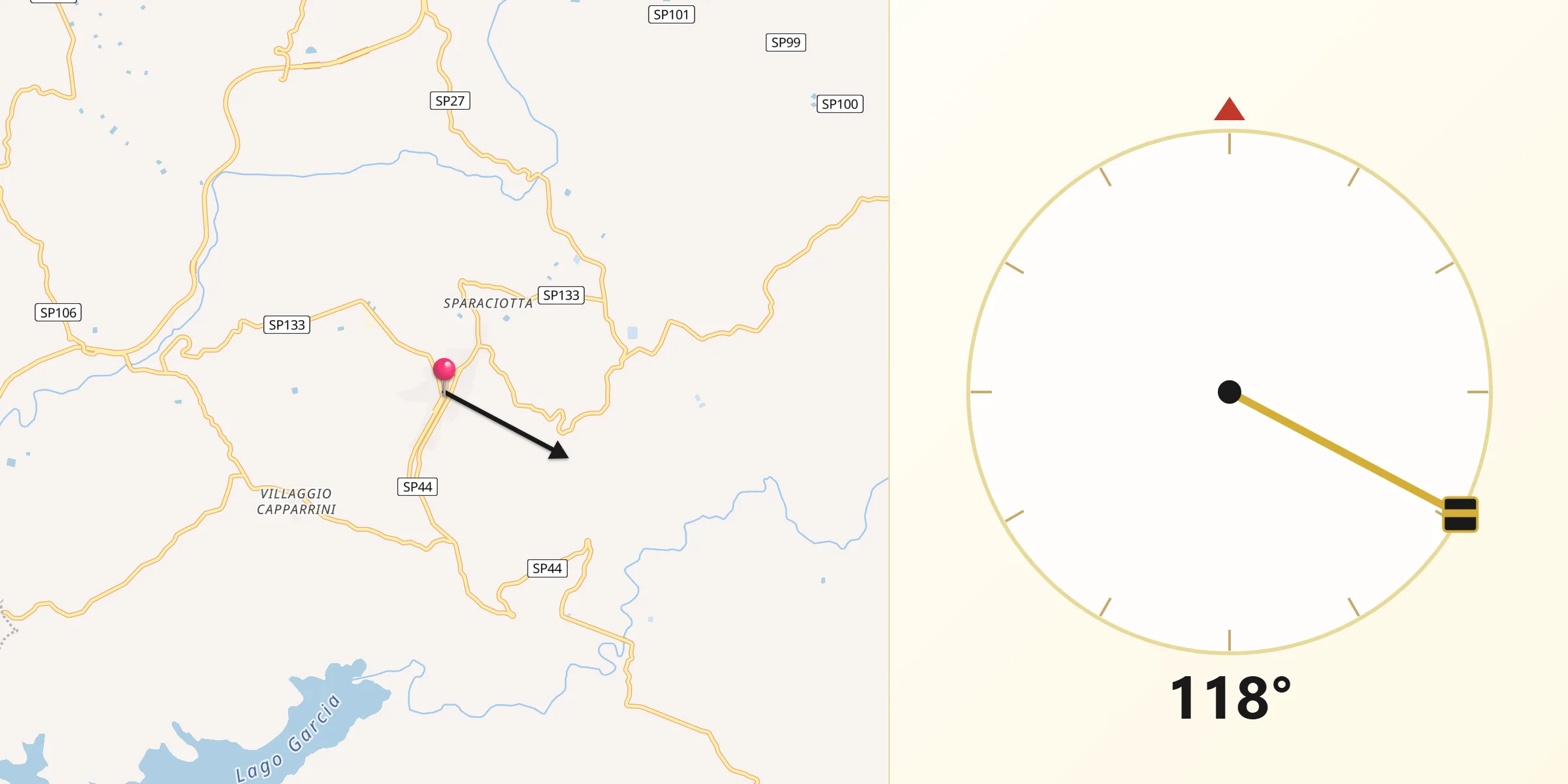 Direzione della Qibla da Roccamena