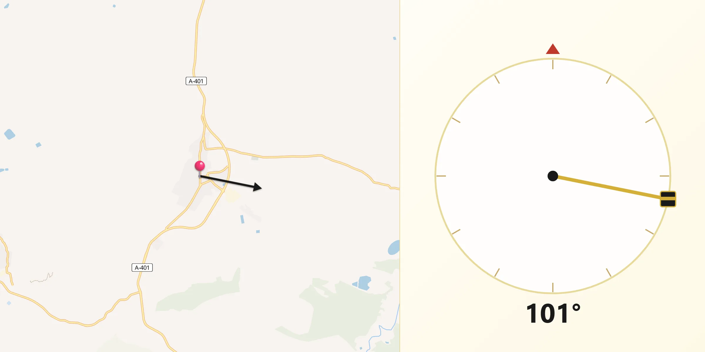 Dirección de la Qibla desde Jódar
