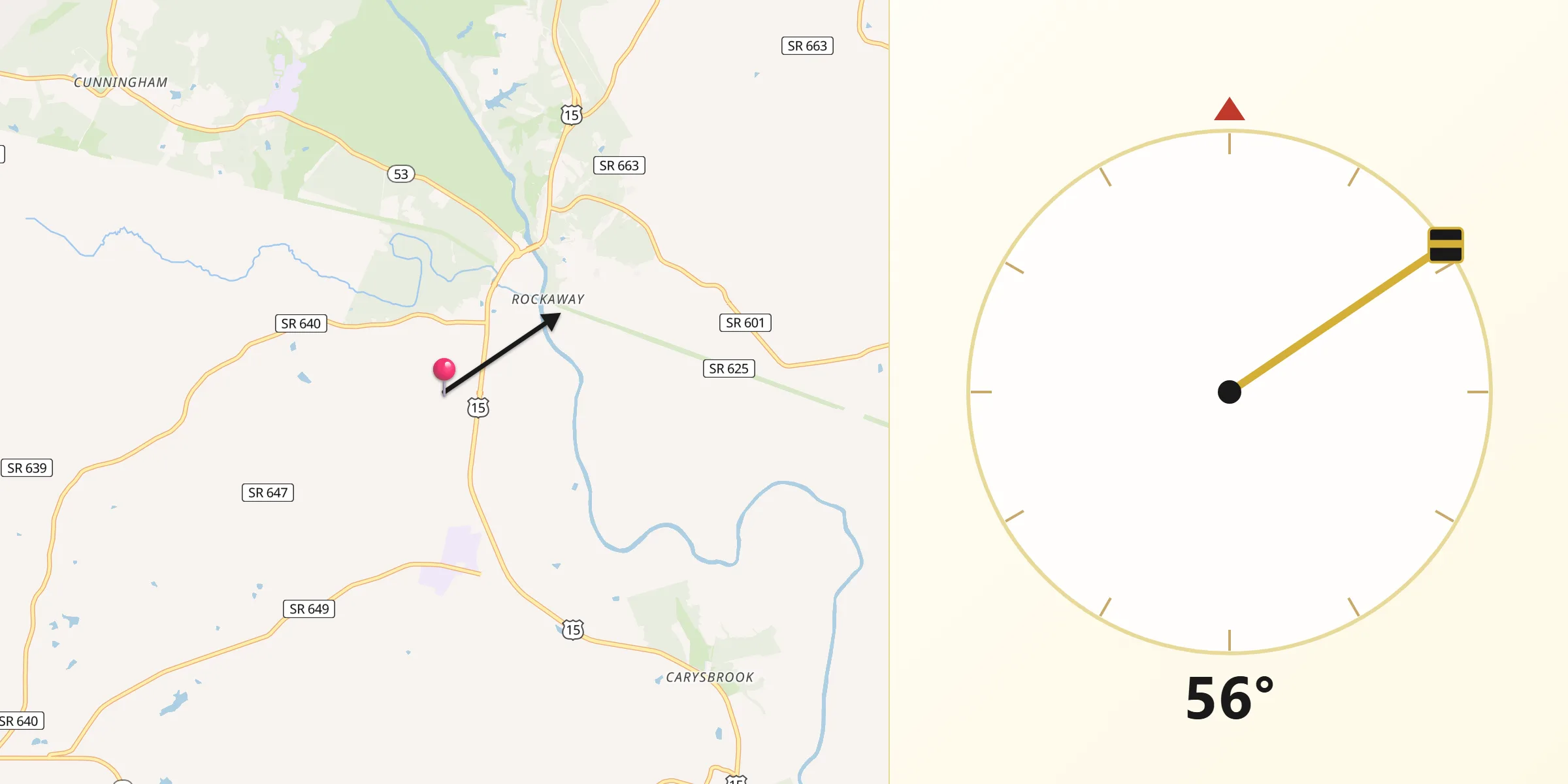 Qibla Direction from Fluvanna