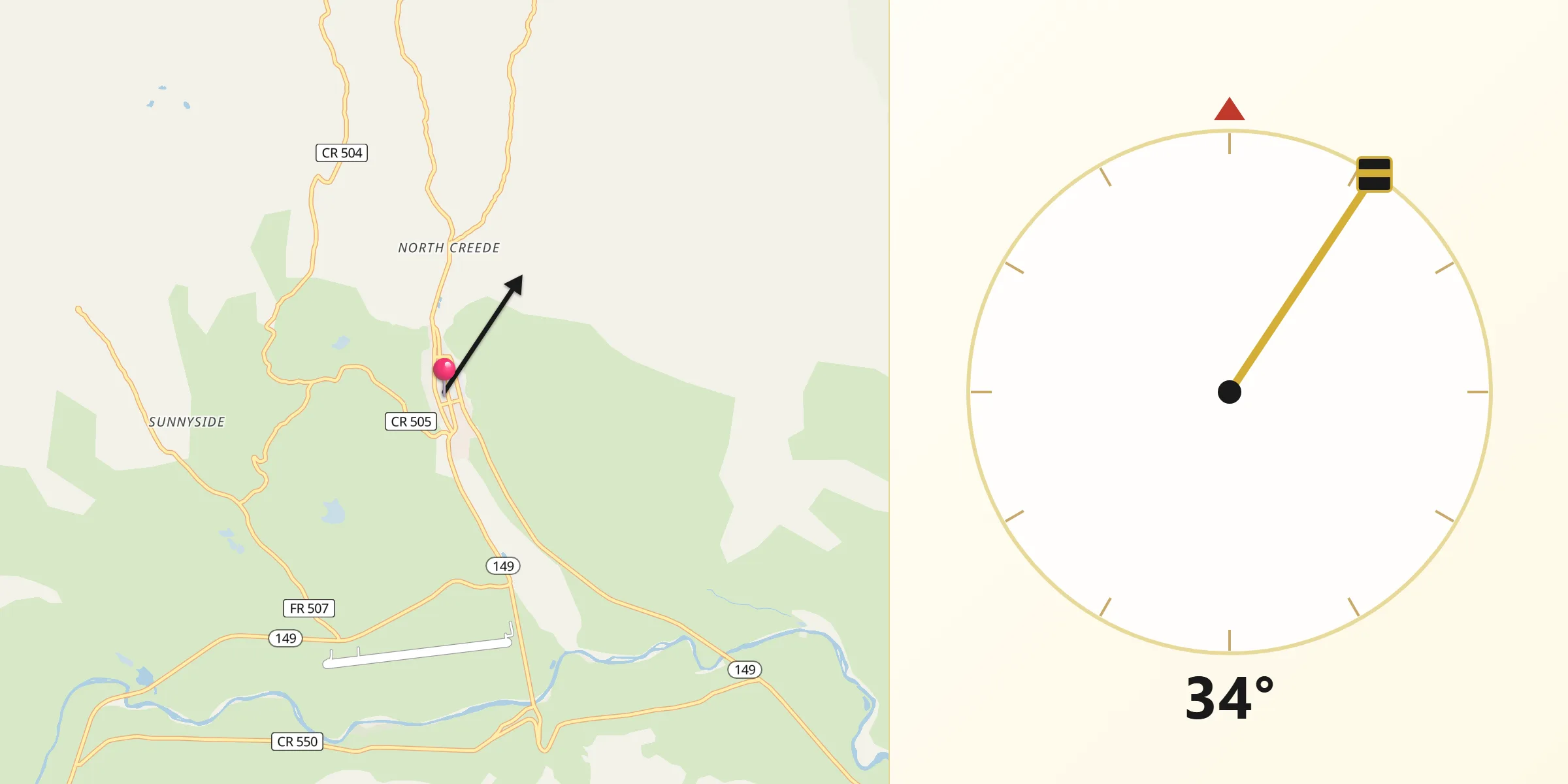 Qibla Direction from Creede