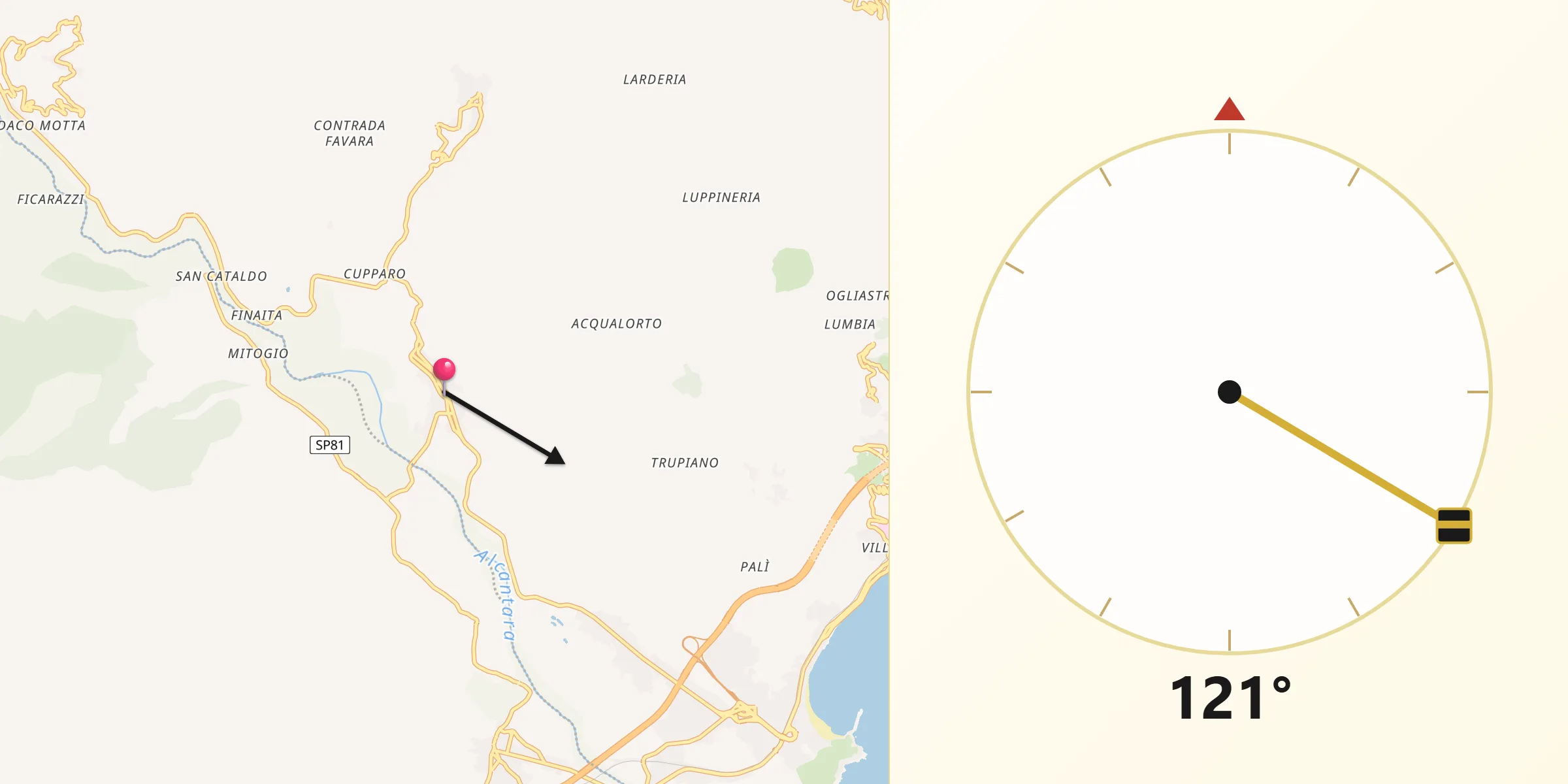 Direzione della Qibla da Gaggi