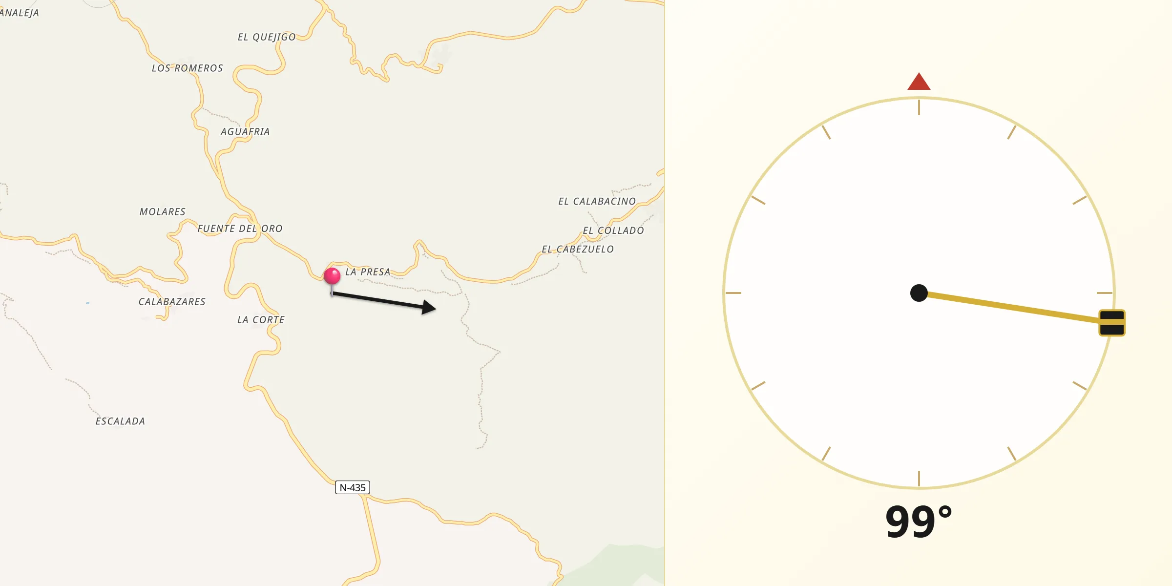 Dirección de la Qibla desde Santa Ana la Real