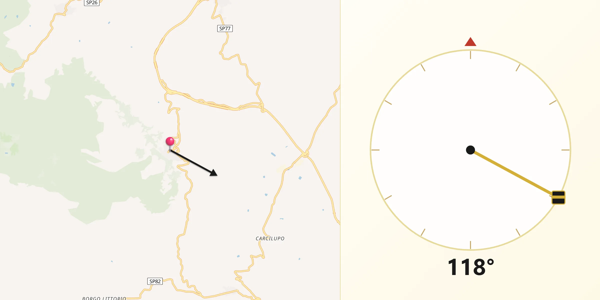 Direzione della Qibla da Mezzojuso