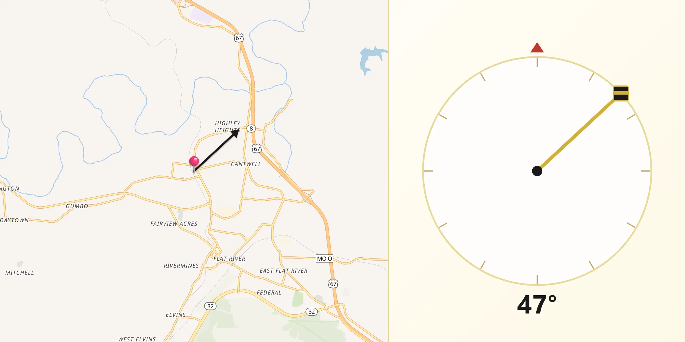 Qibla Direction from Desloge