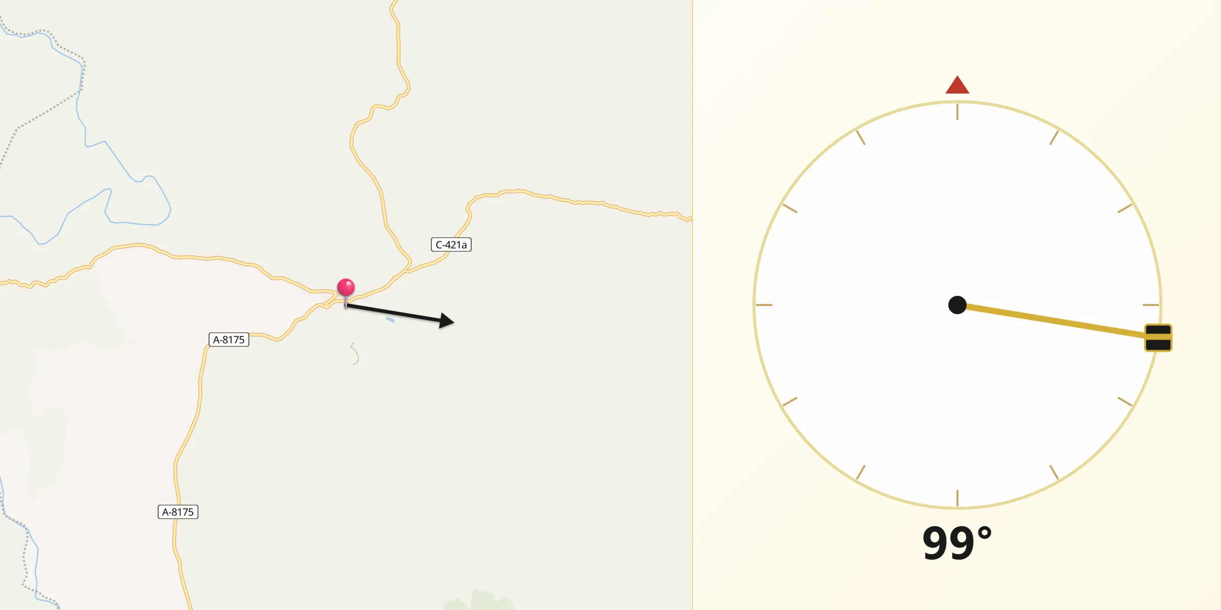 Dirección de la Qibla desde Almadén de la Plata