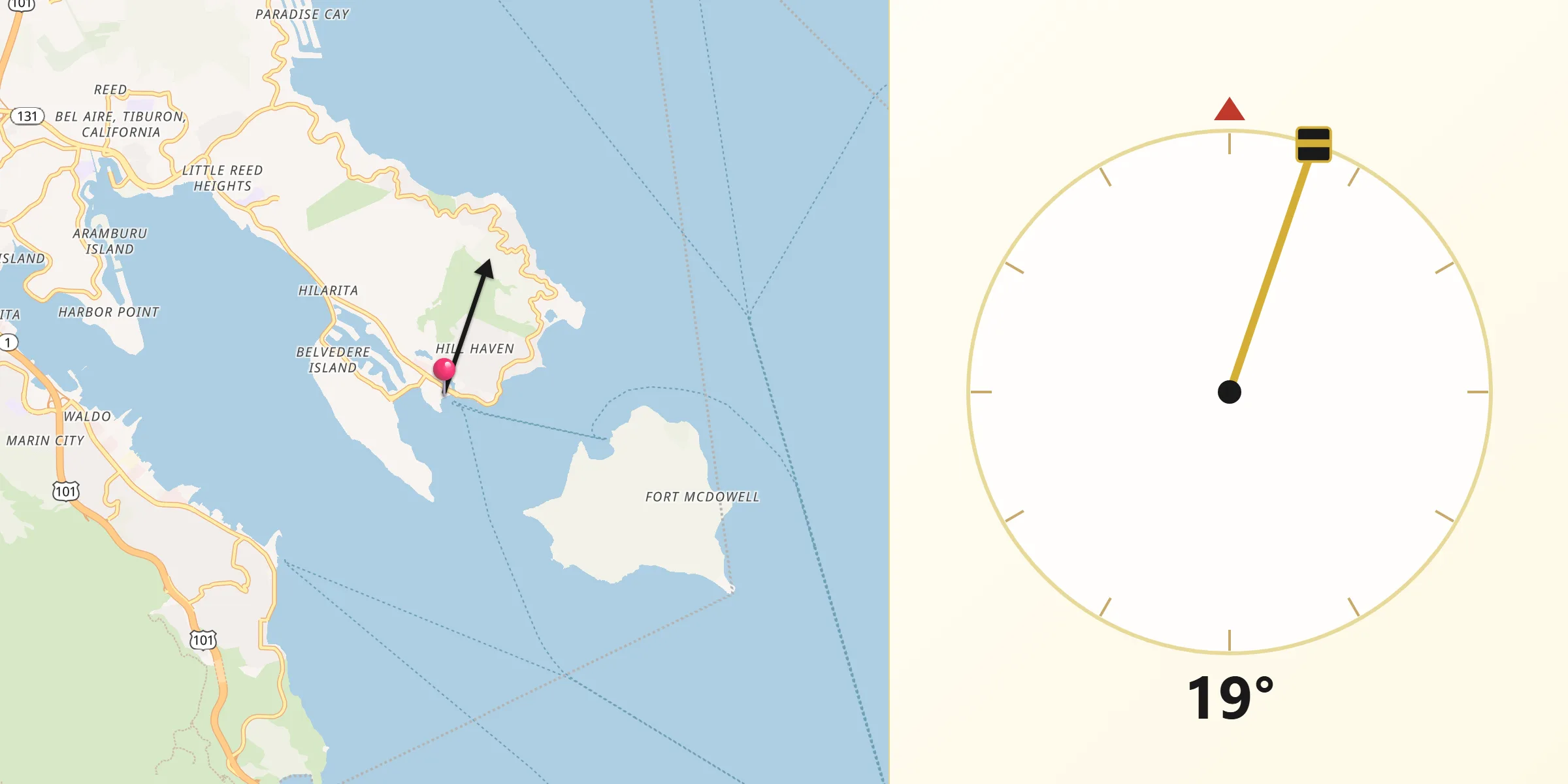 Qibla Direction from Tiburon
