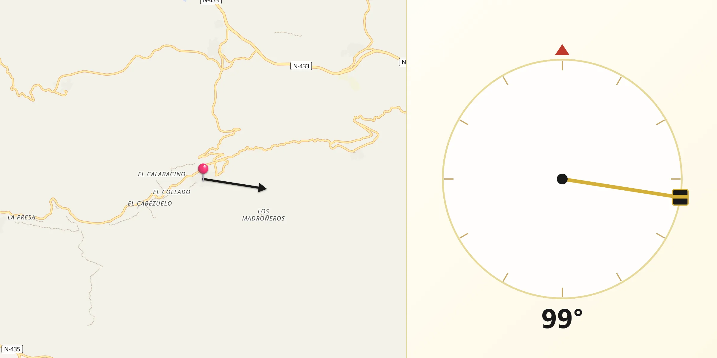Dirección de la Qibla desde Alájar