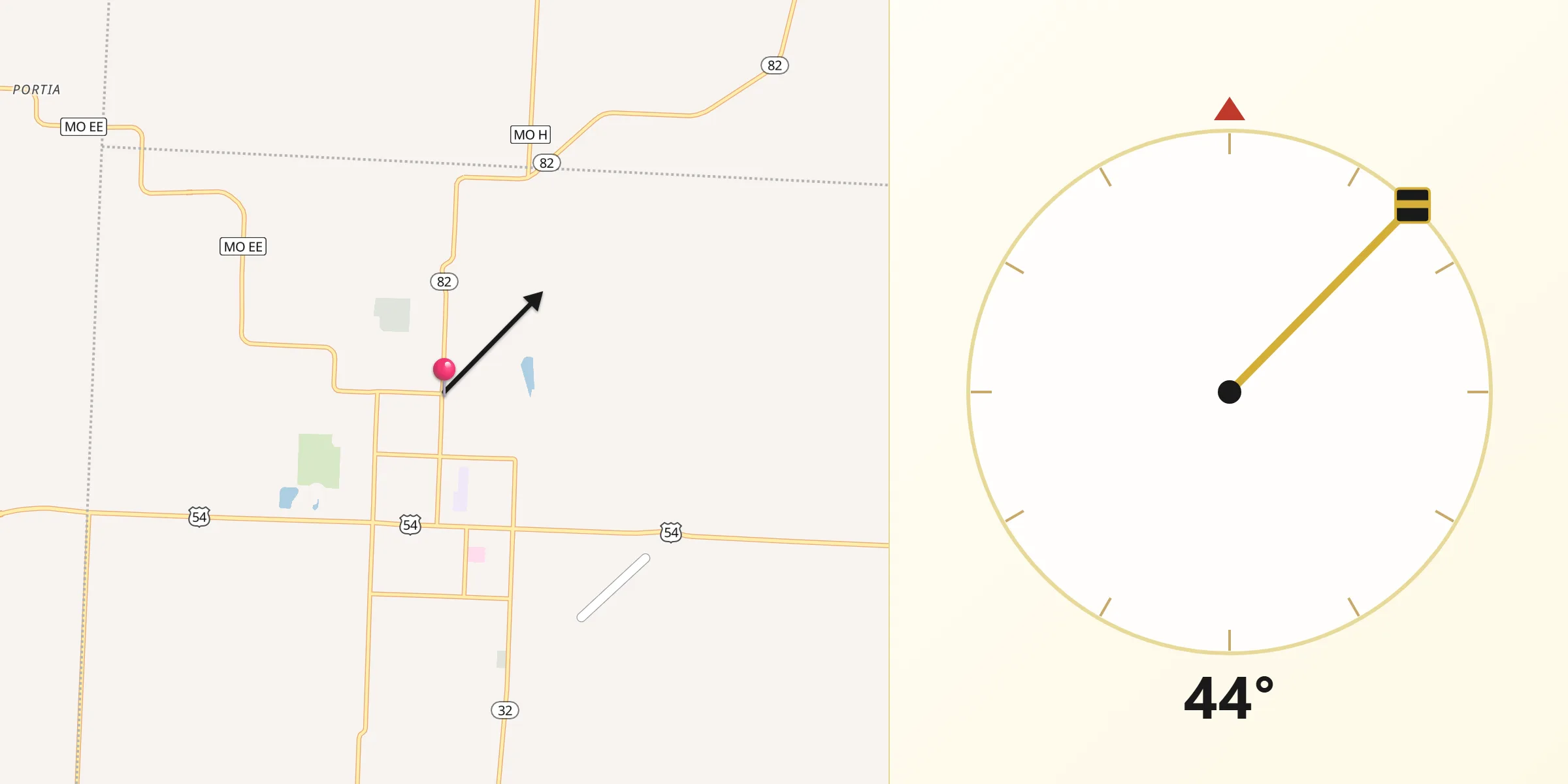 Qibla Direction from El Dorado Springs
