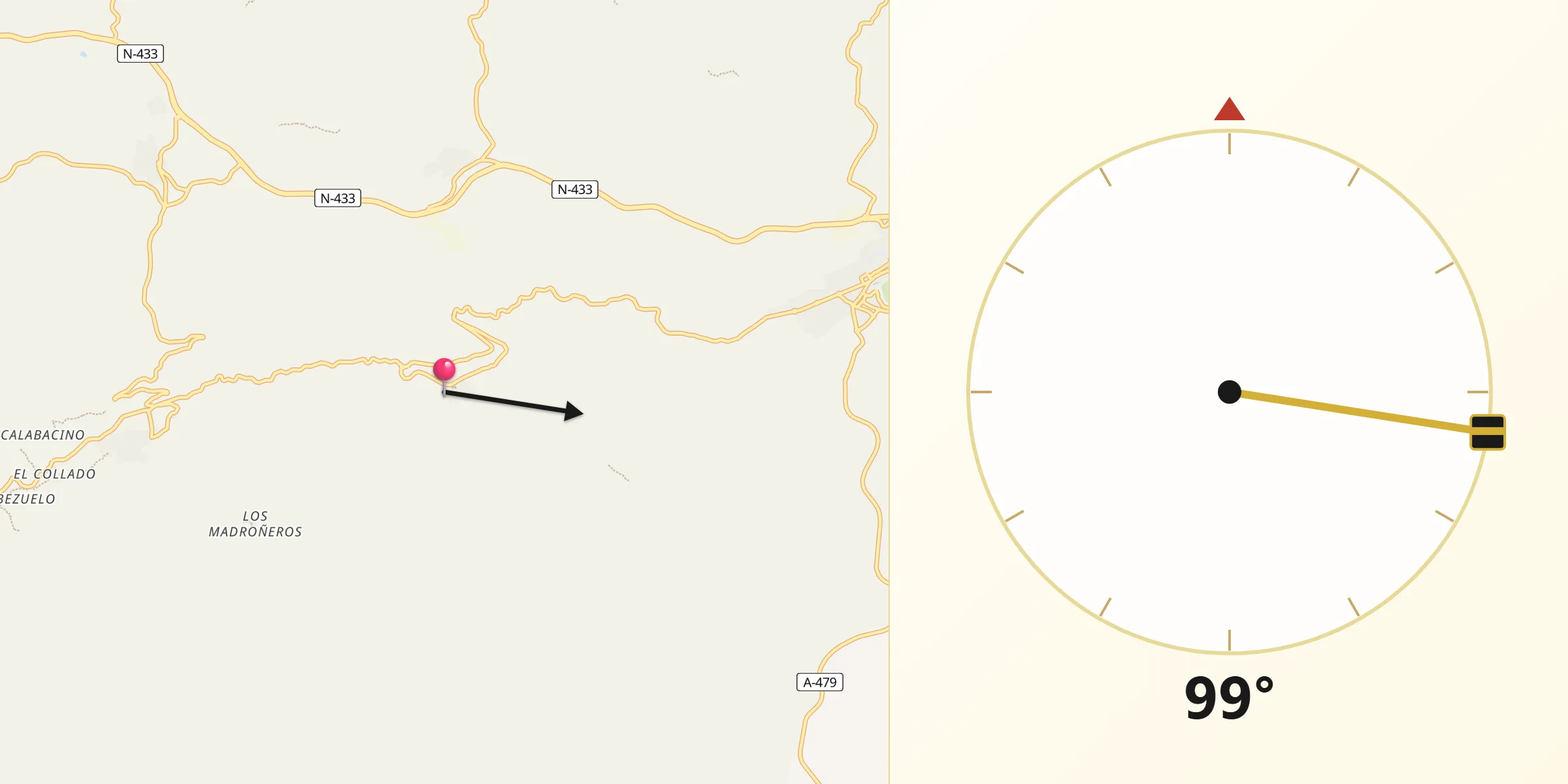 Dirección de la Qibla desde Linares de la Sierra