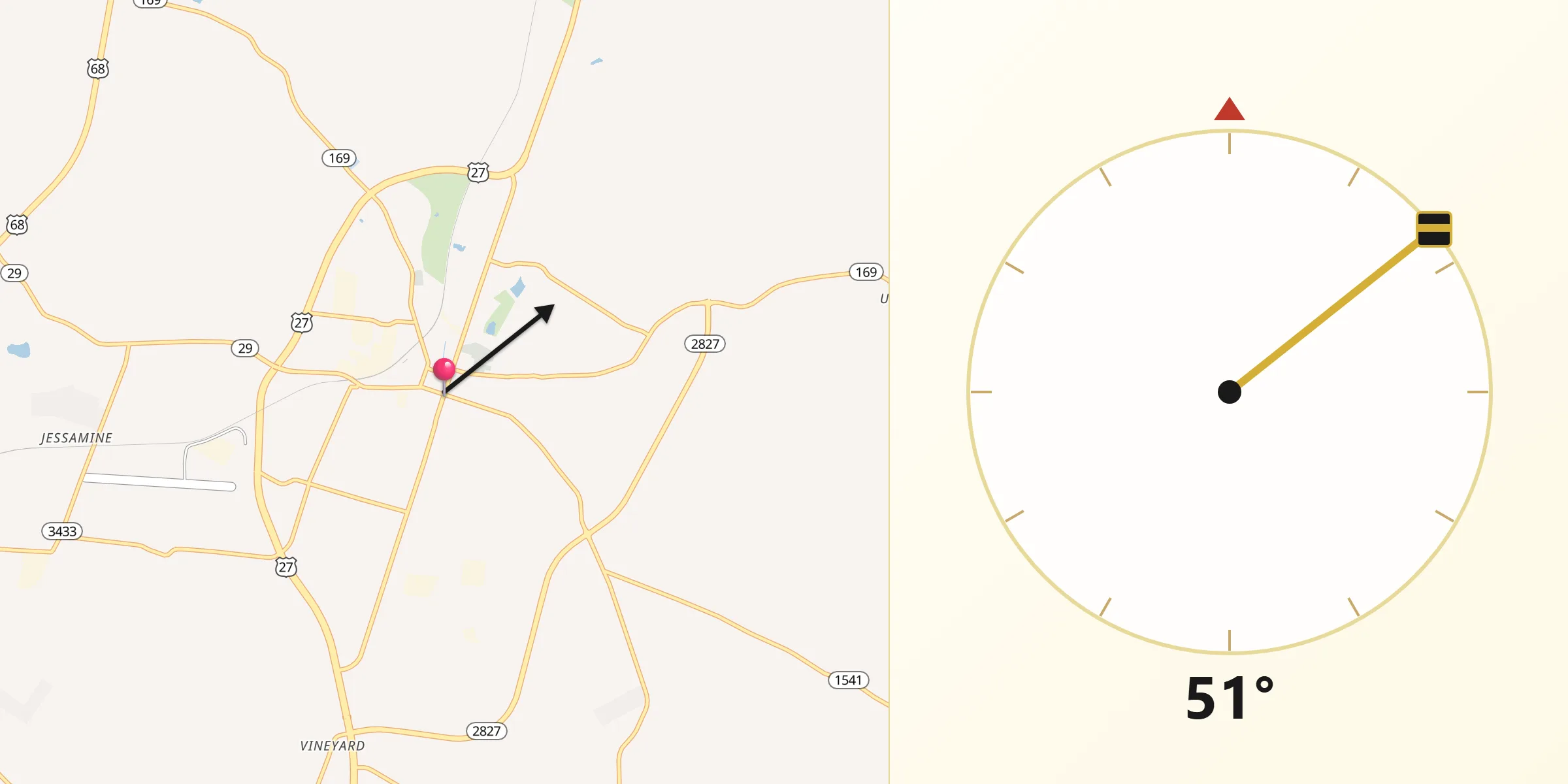 Qibla Direction from Nicholasville