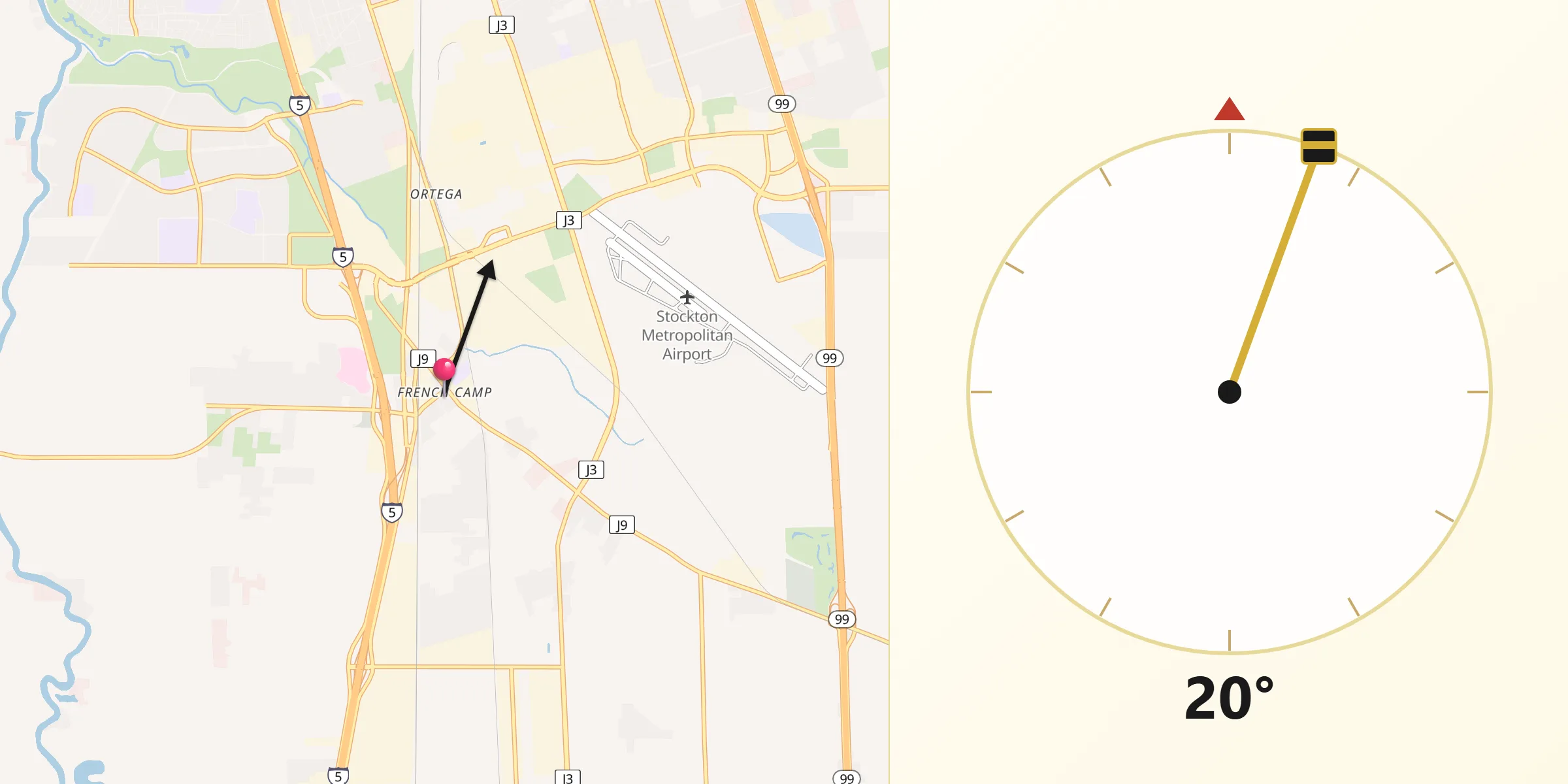 Qibla Direction from French Camp