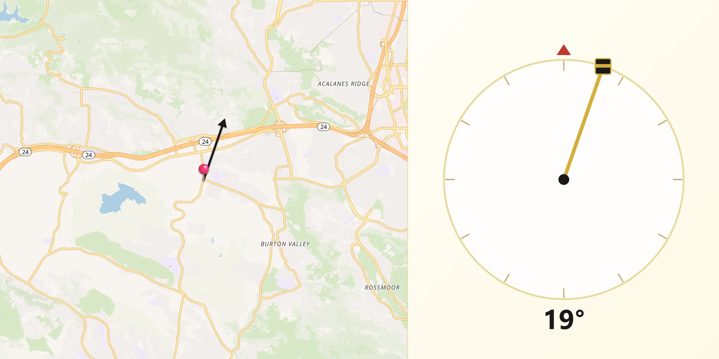Dirección de la Qibla desde Lafayette
