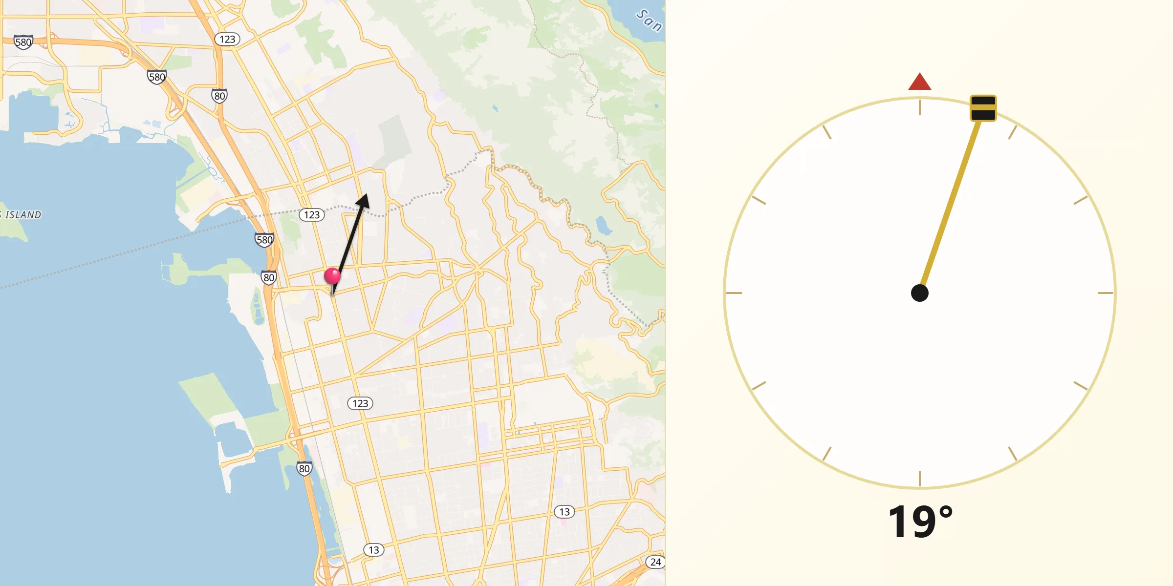 Qibla Direction from Albany