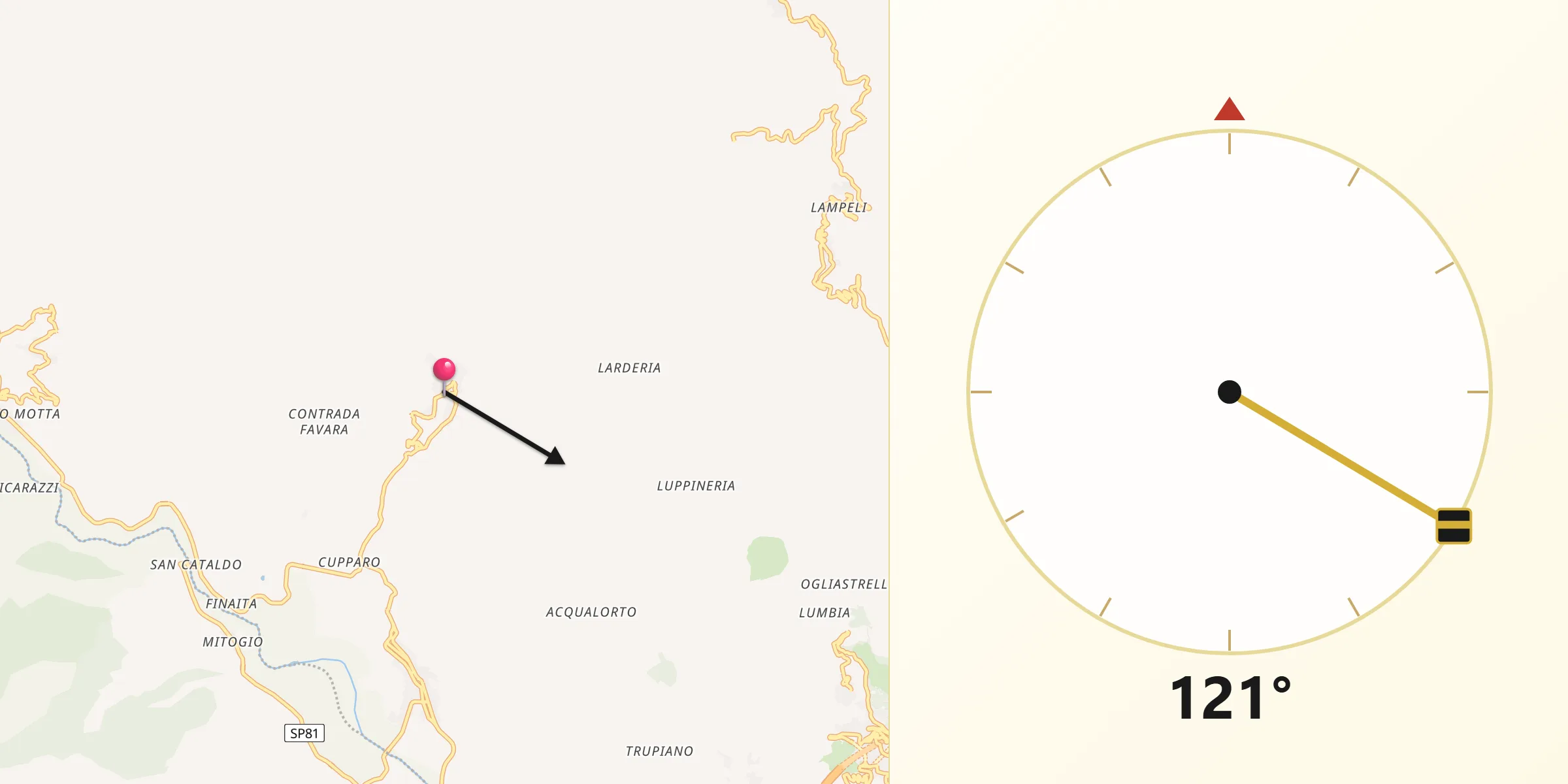 Direzione della Qibla da Graniti