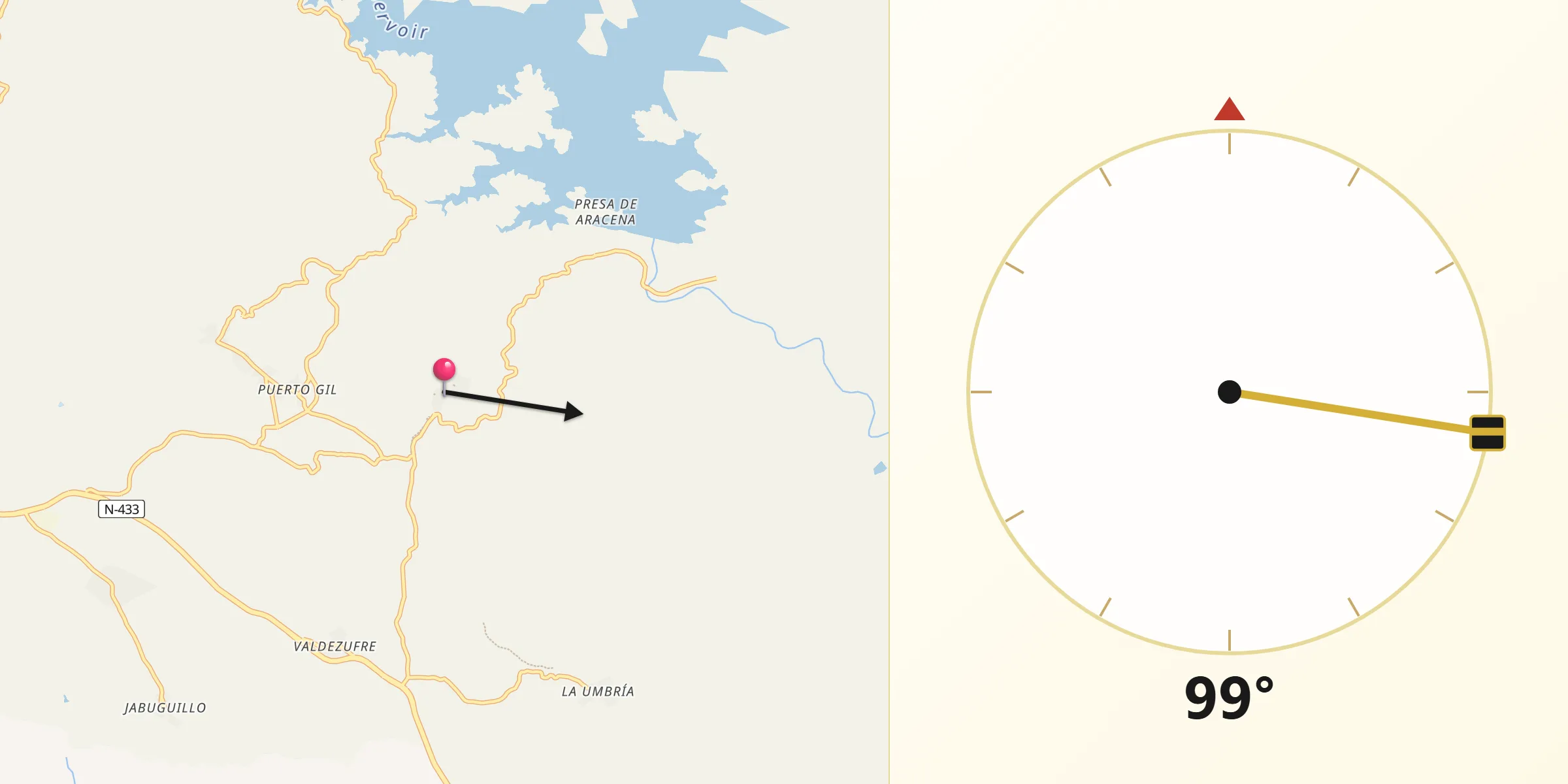 Dirección de la Qibla desde Puerto Moral