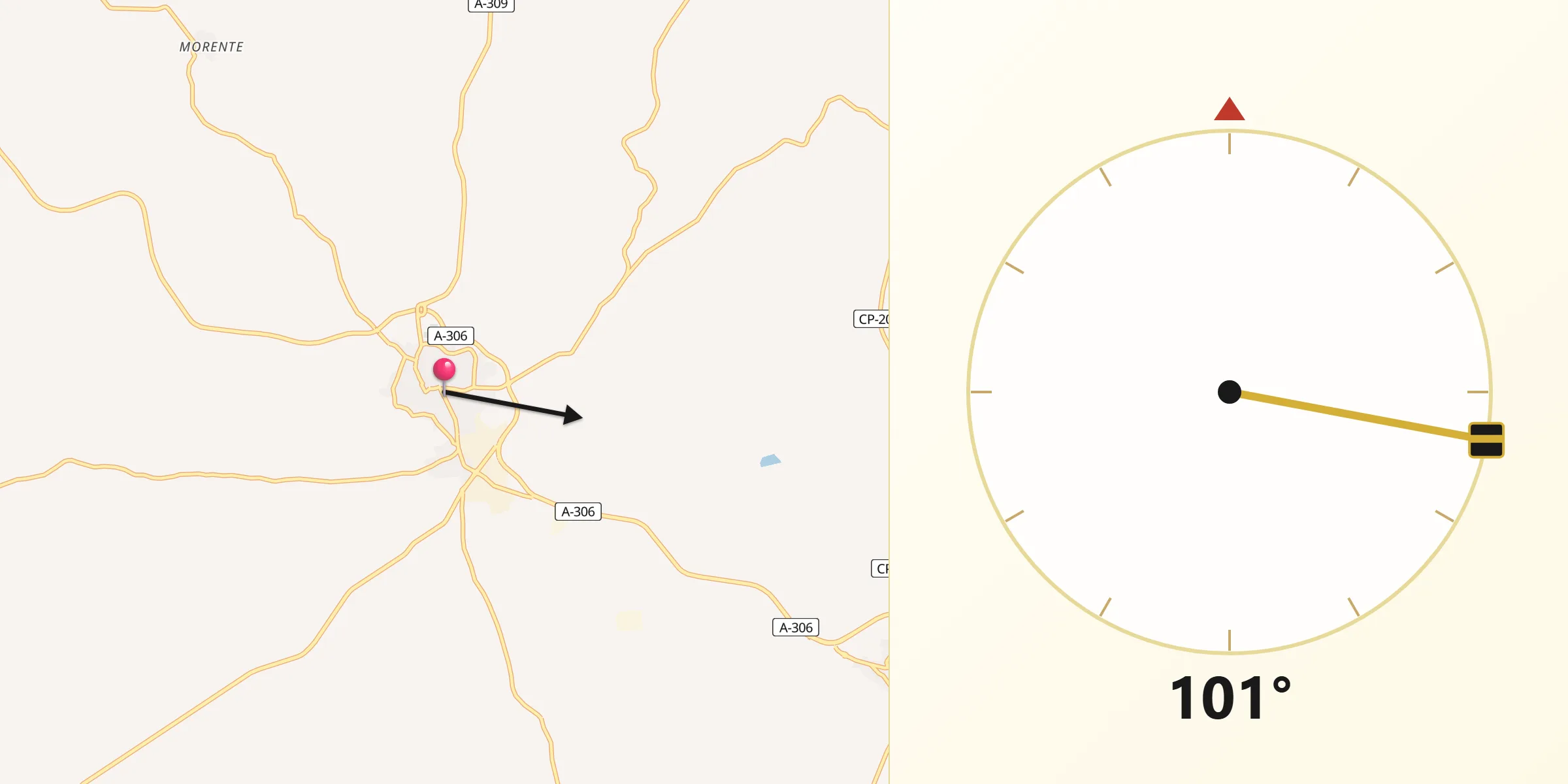 Dirección de la Qibla desde Bujalance