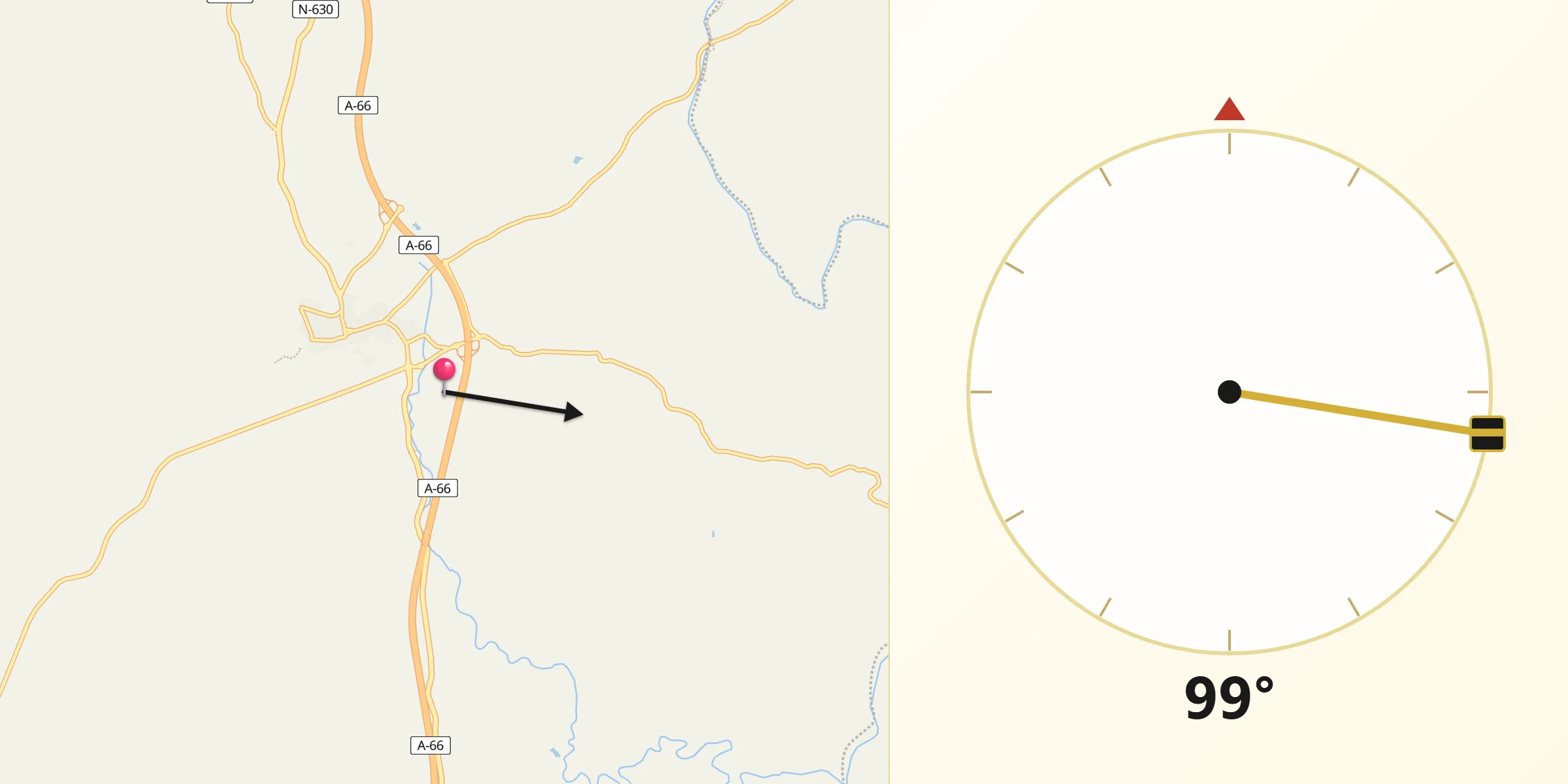 Dirección de la Qibla desde Santa Olalla del Cala