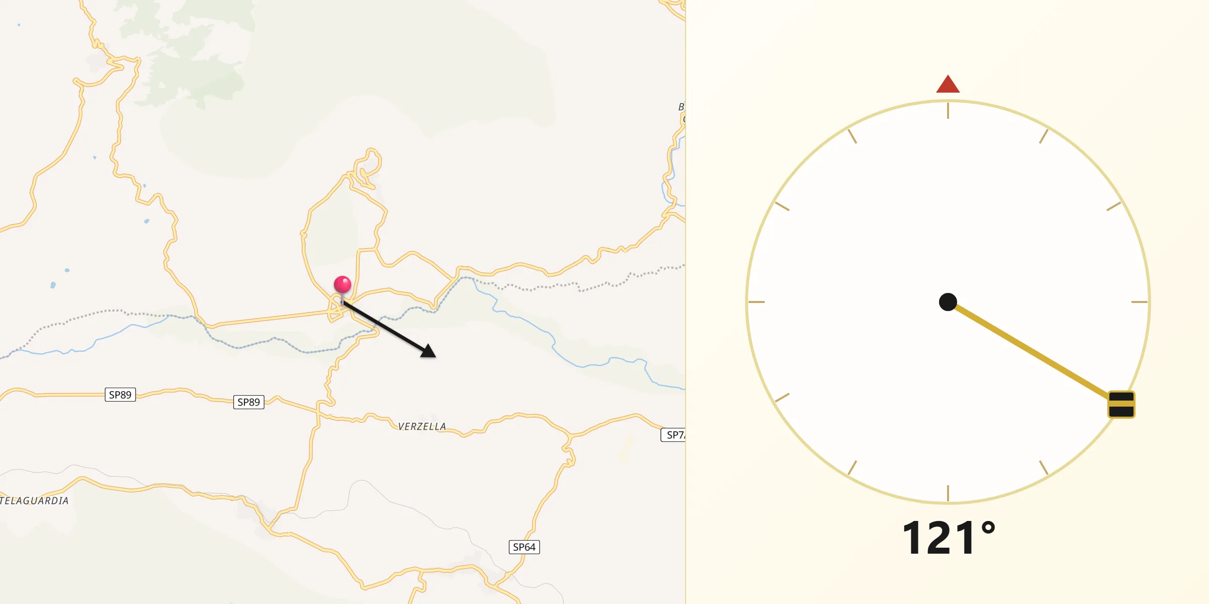 Direzione della Qibla da Moio Alcantara