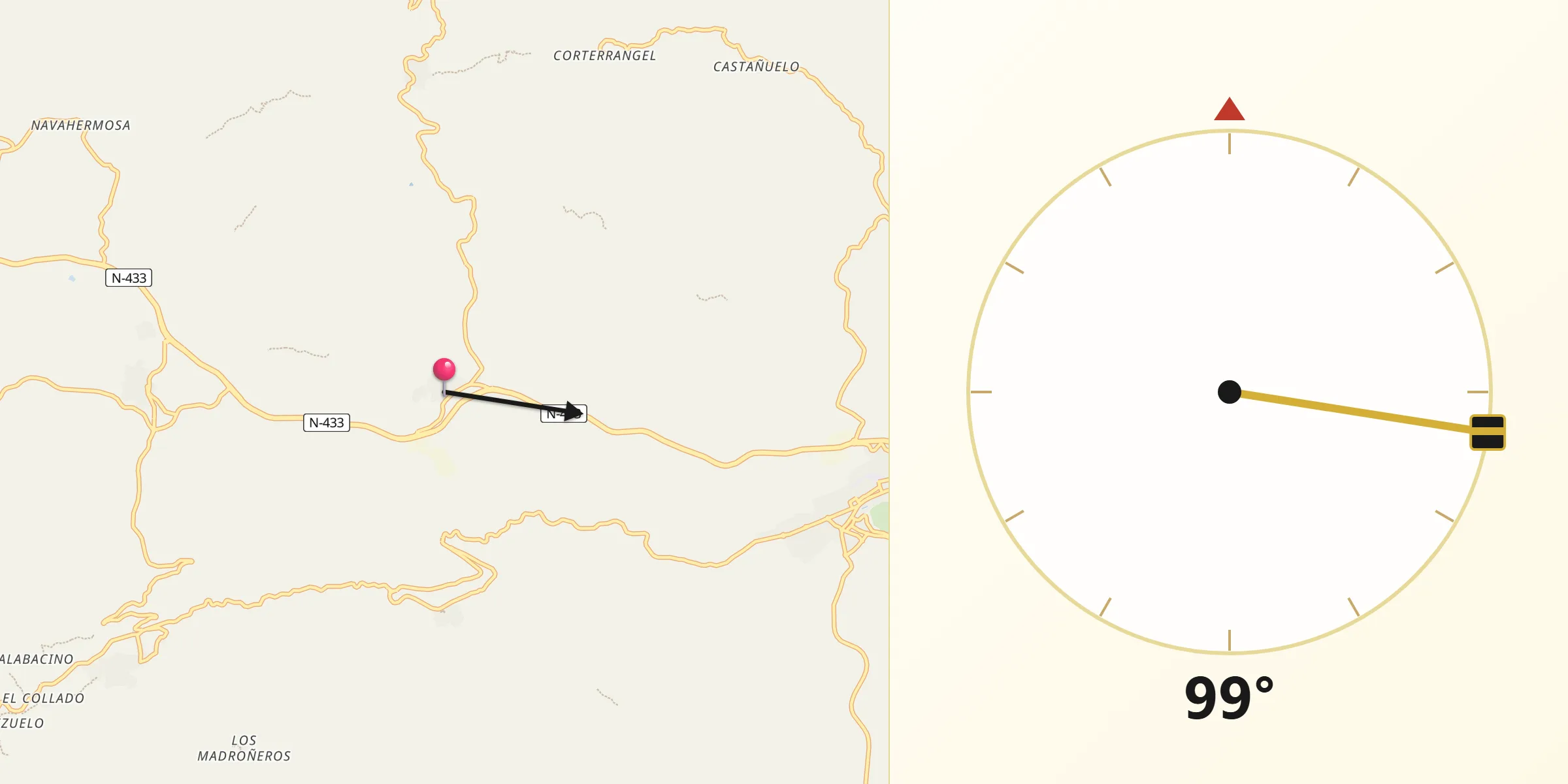 Dirección de la Qibla desde Marines Los
