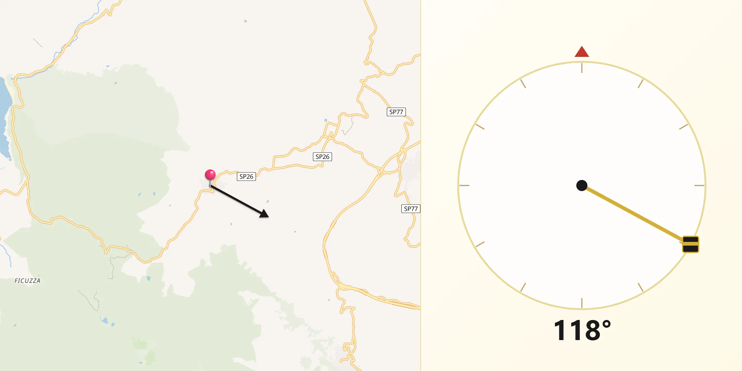 Direzione della Qibla da Godrano