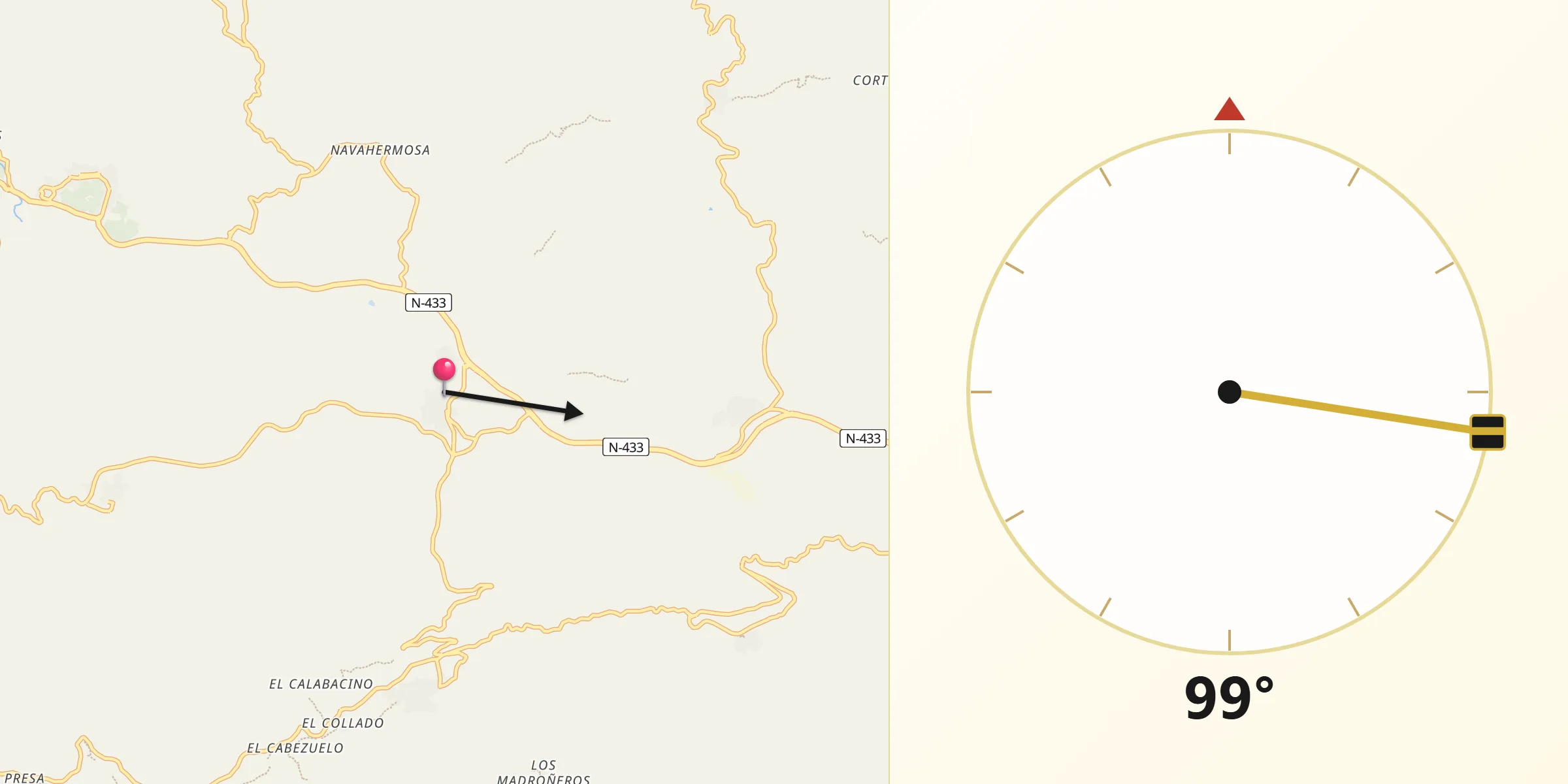 Dirección de la Qibla desde Fuenteheridos