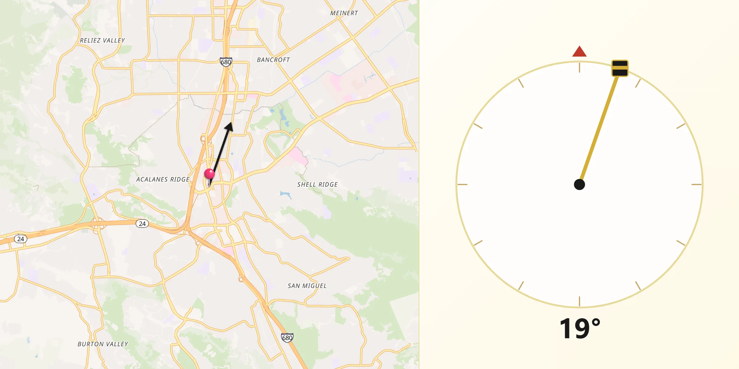 Qibla Direction from Walnut Creek