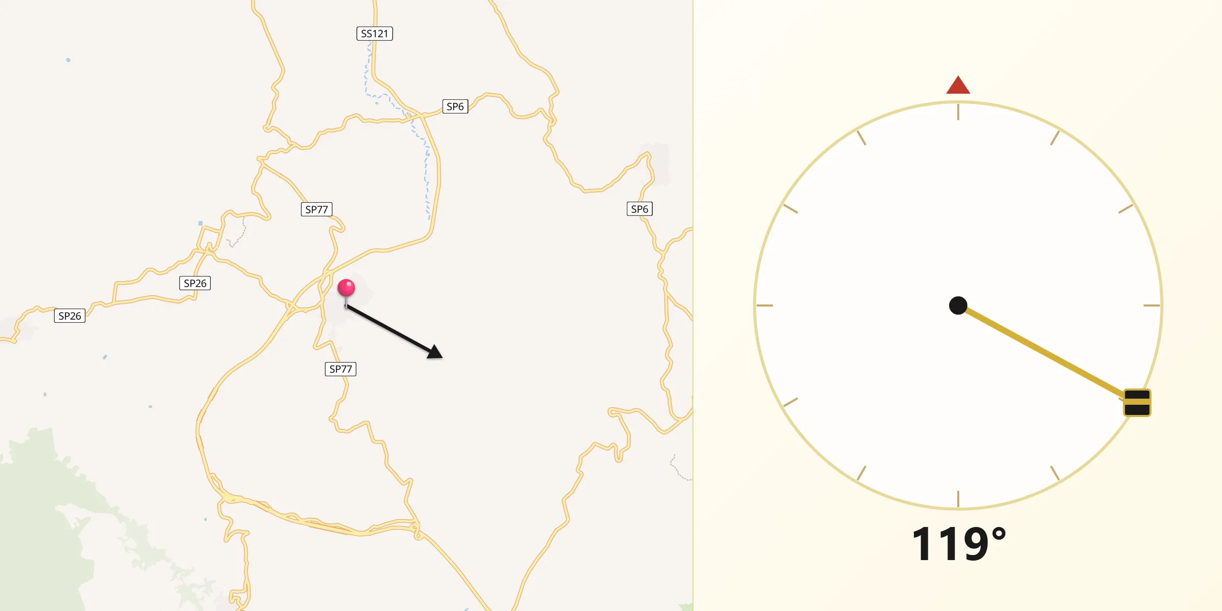 Direzione della Qibla da Villafrati