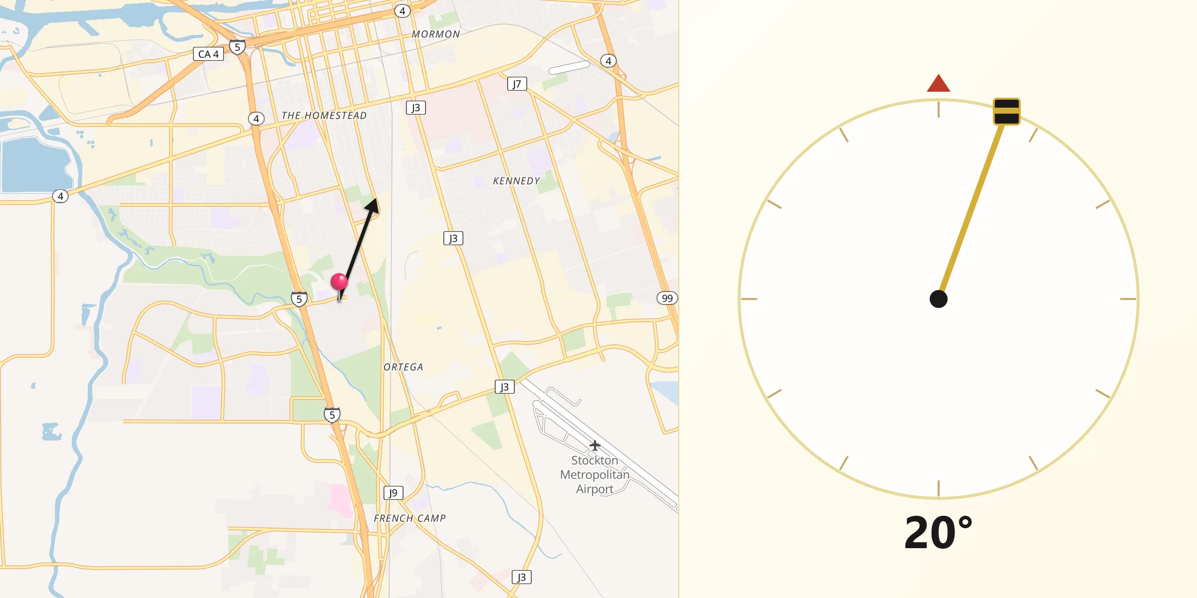 Qibla Direction from Taft Mosswood