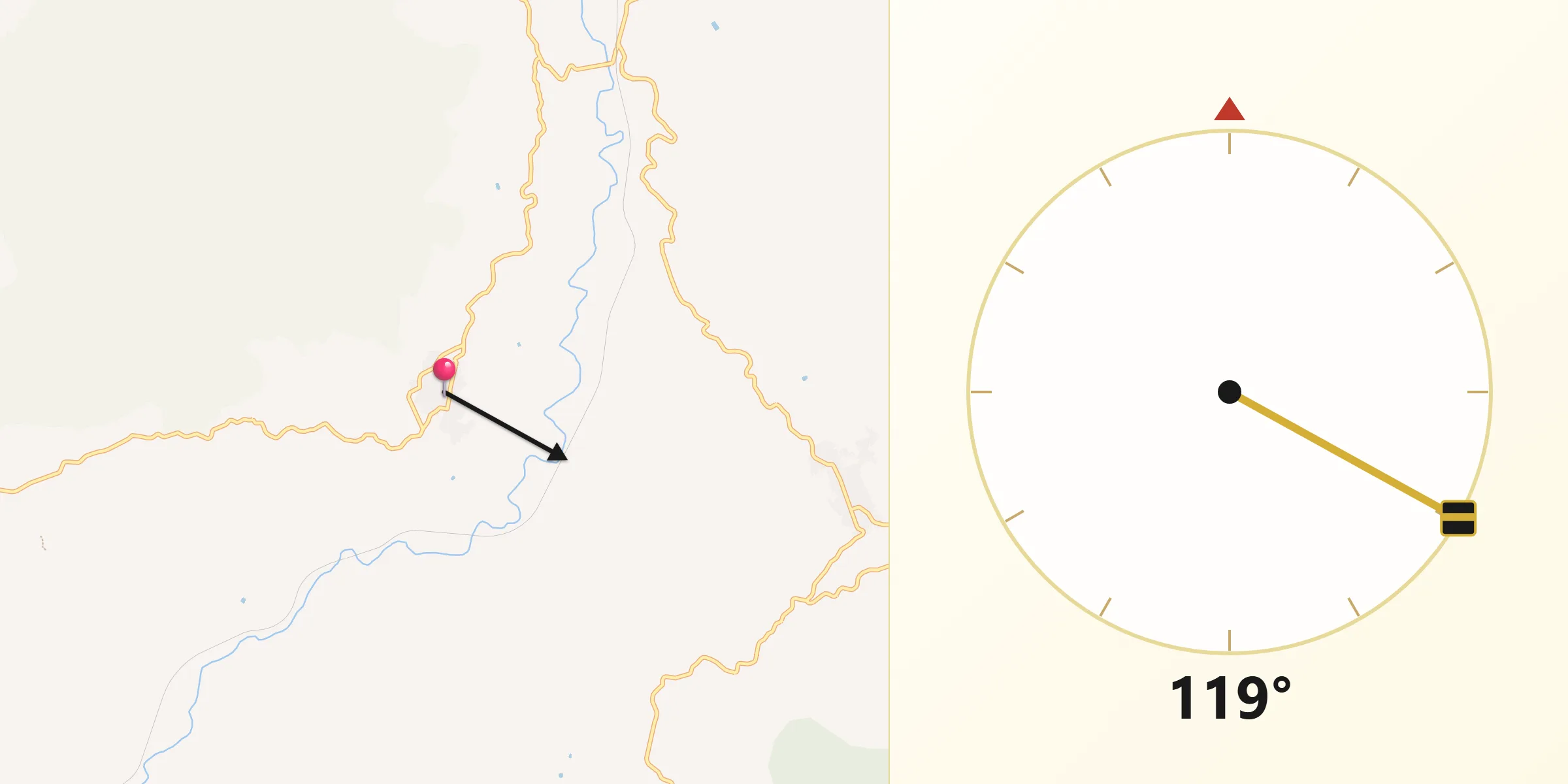 Direzione della Qibla da Sciara