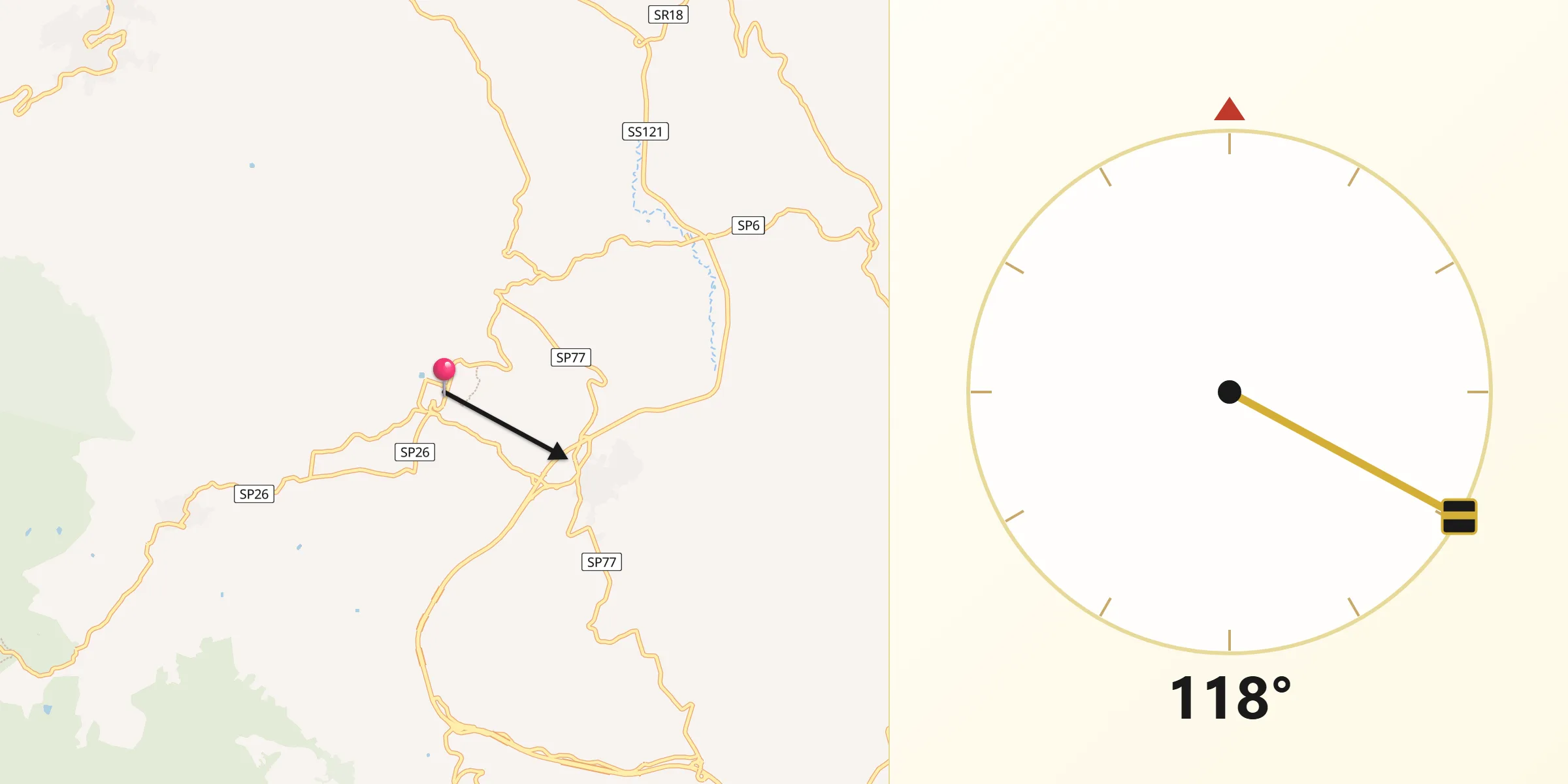 Direzione della Qibla da Cefalà Diana