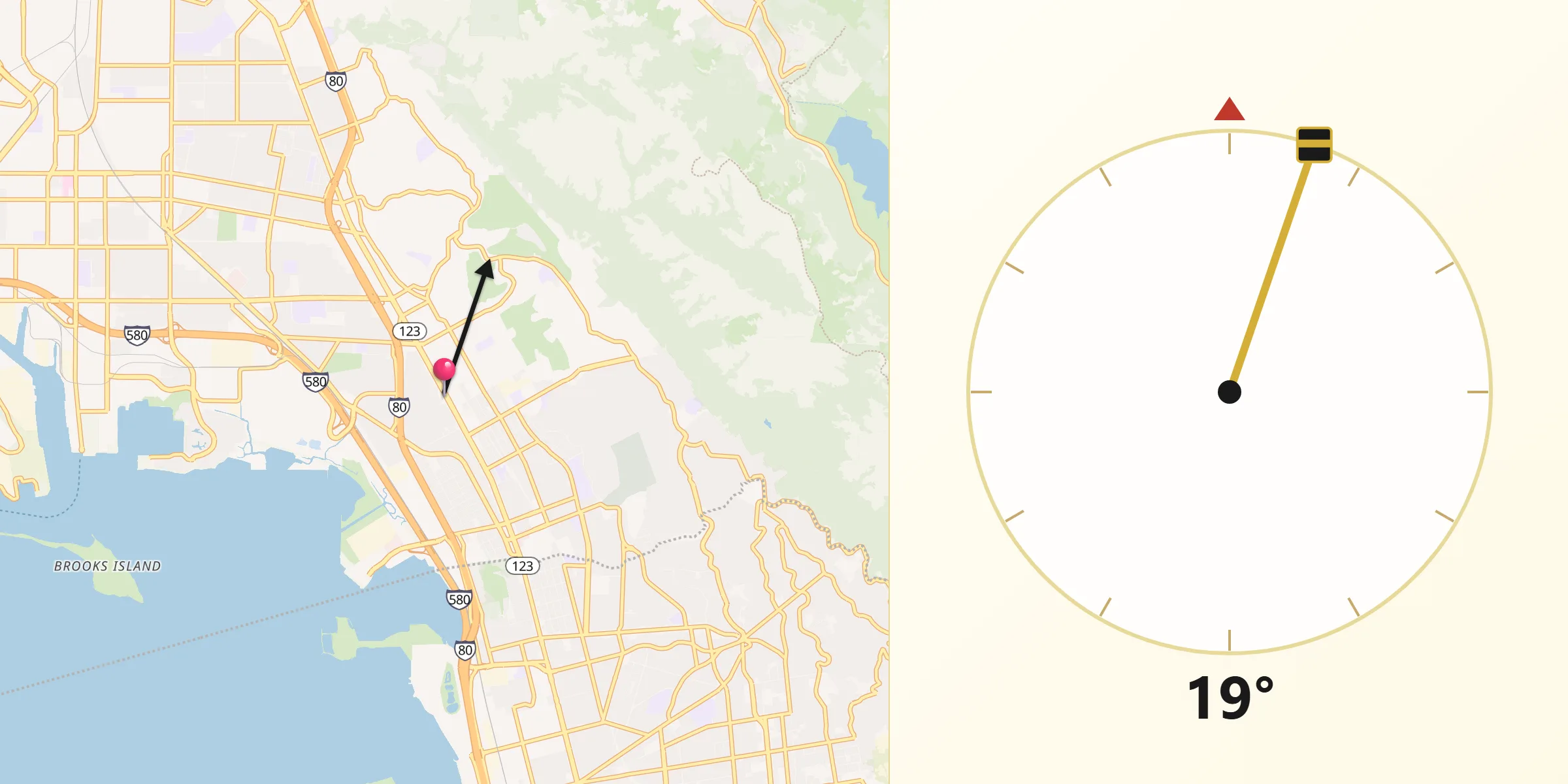 Qibla Direction from El Cerrito