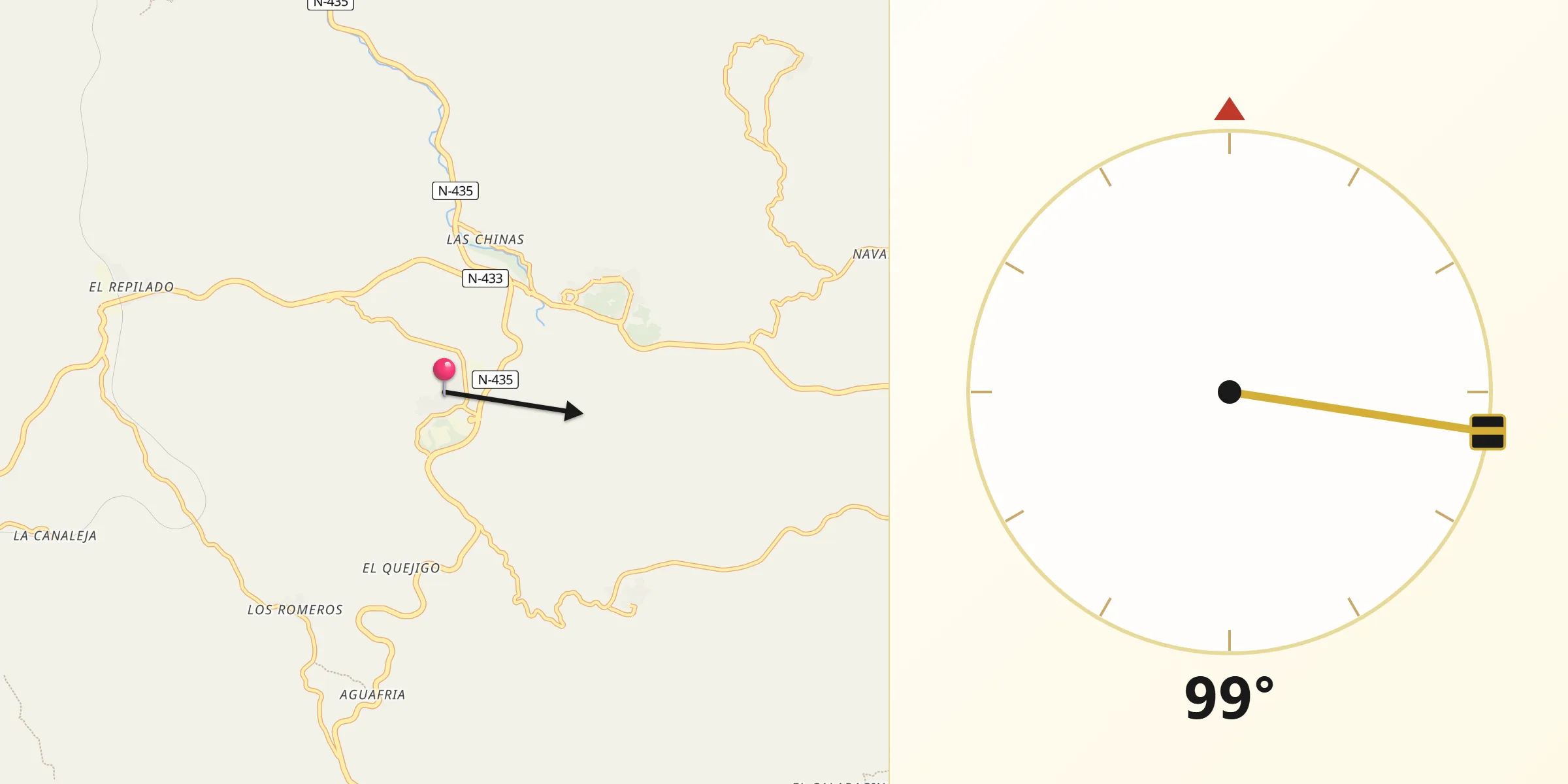 Dirección de la Qibla desde Jabugo