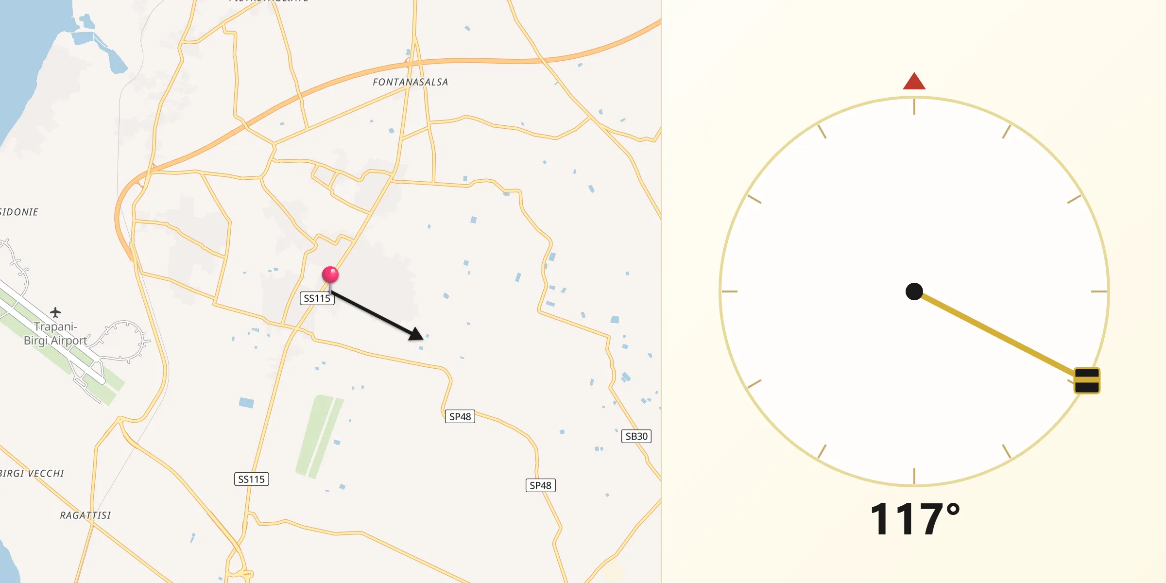 Direzione della Qibla da Rilievo