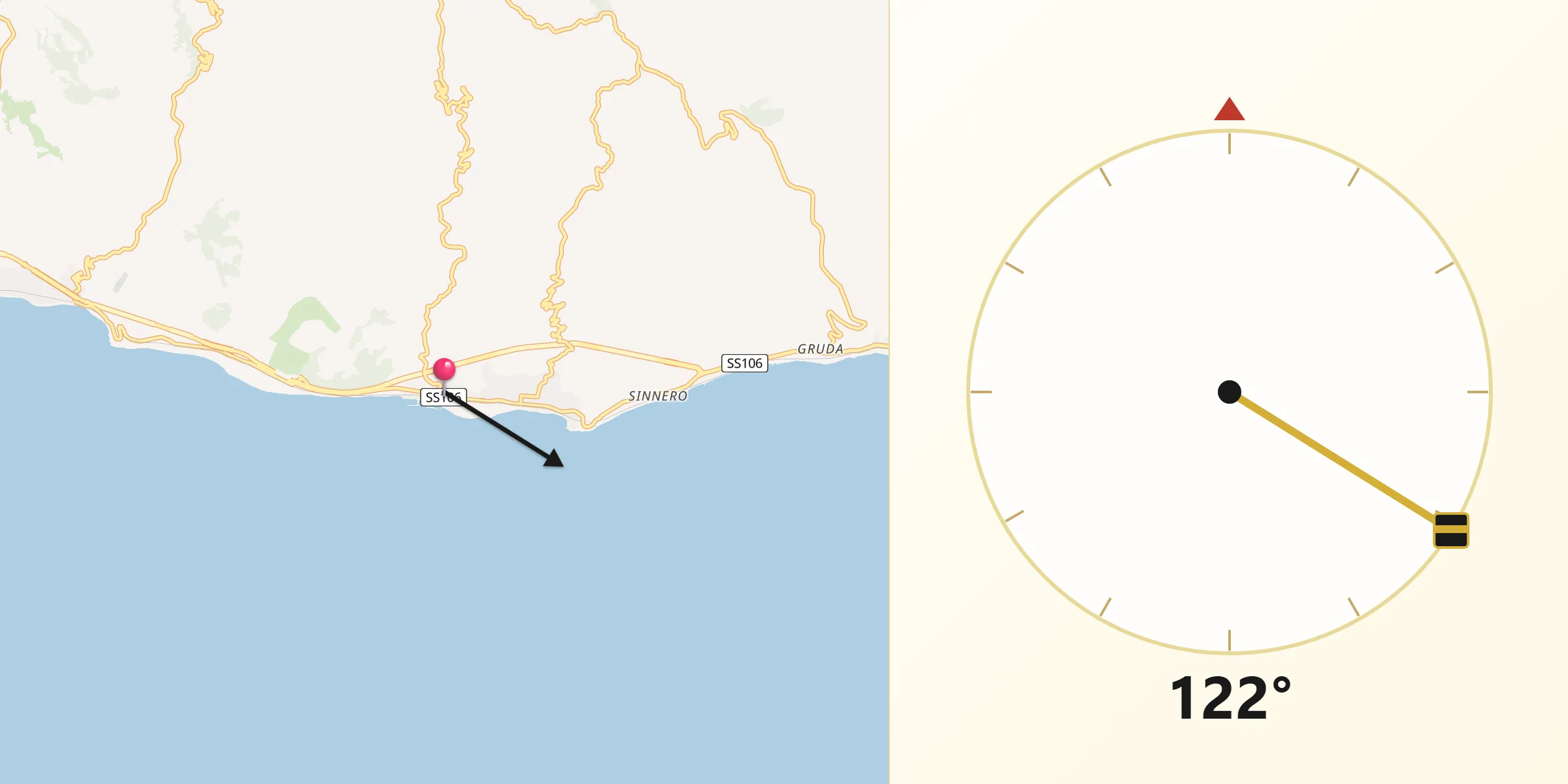 Direzione della Qibla da Palizzi Marina