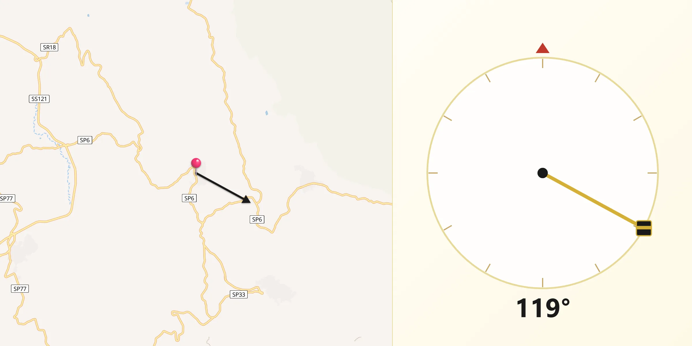 Direzione della Qibla da Baucina