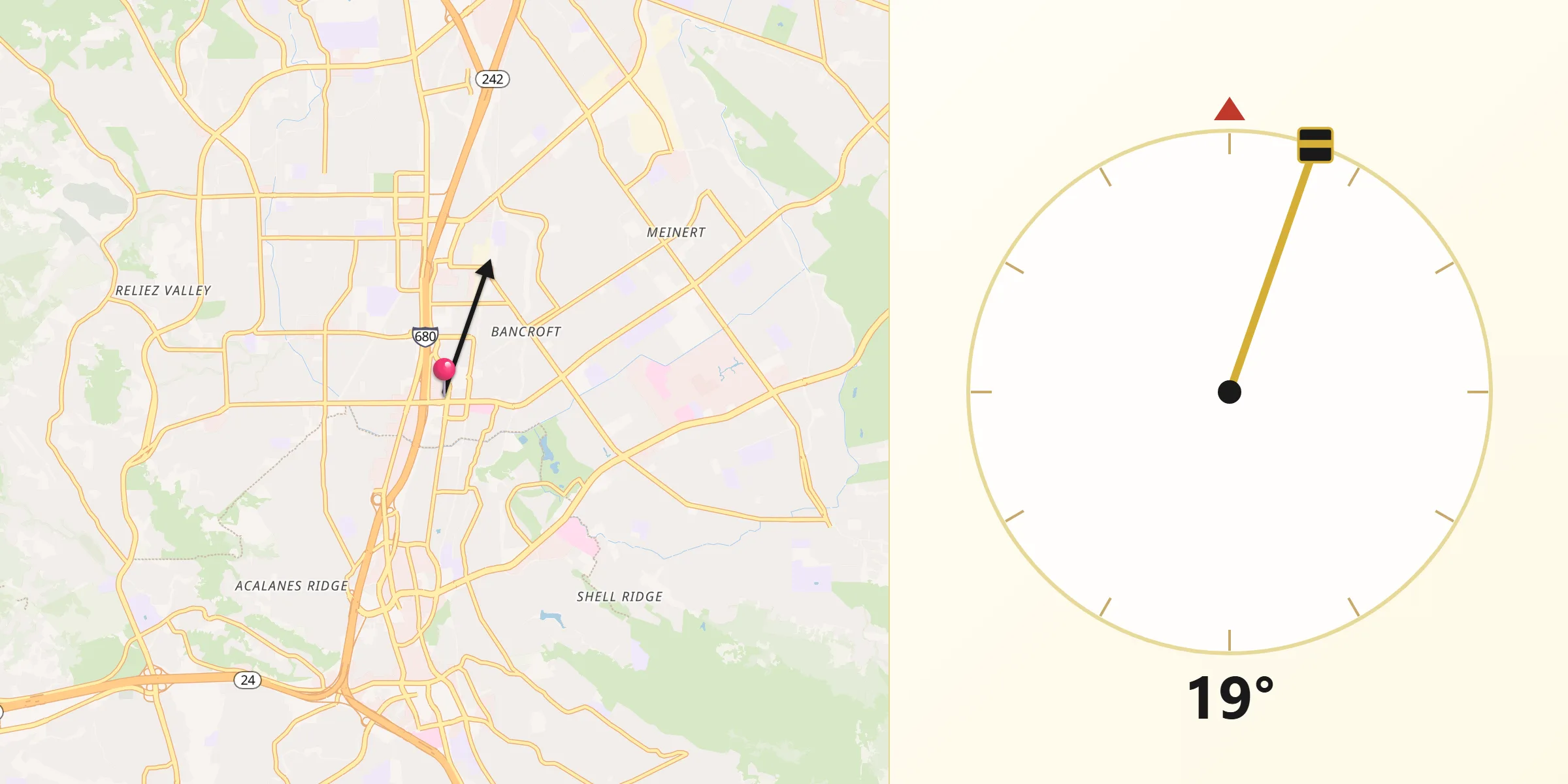 Qibla Direction from Contra Costa Centre