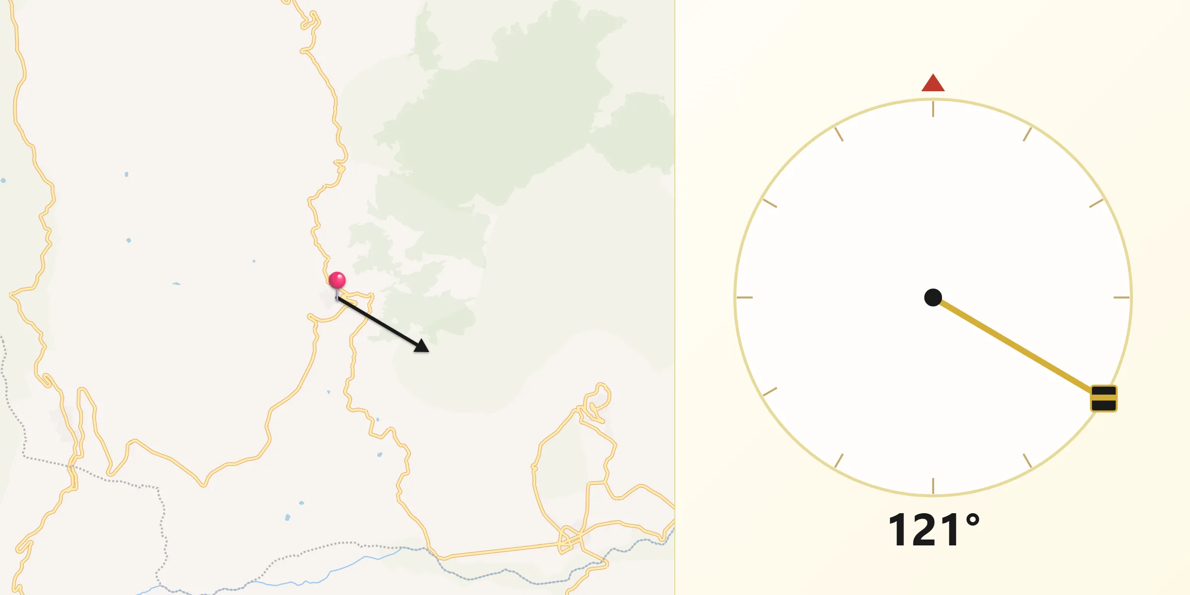 Direzione della Qibla da Roccella Valdemone