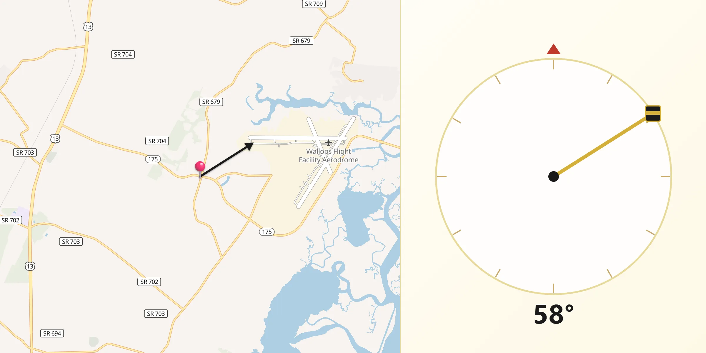 Qibla Direction from Wattsville