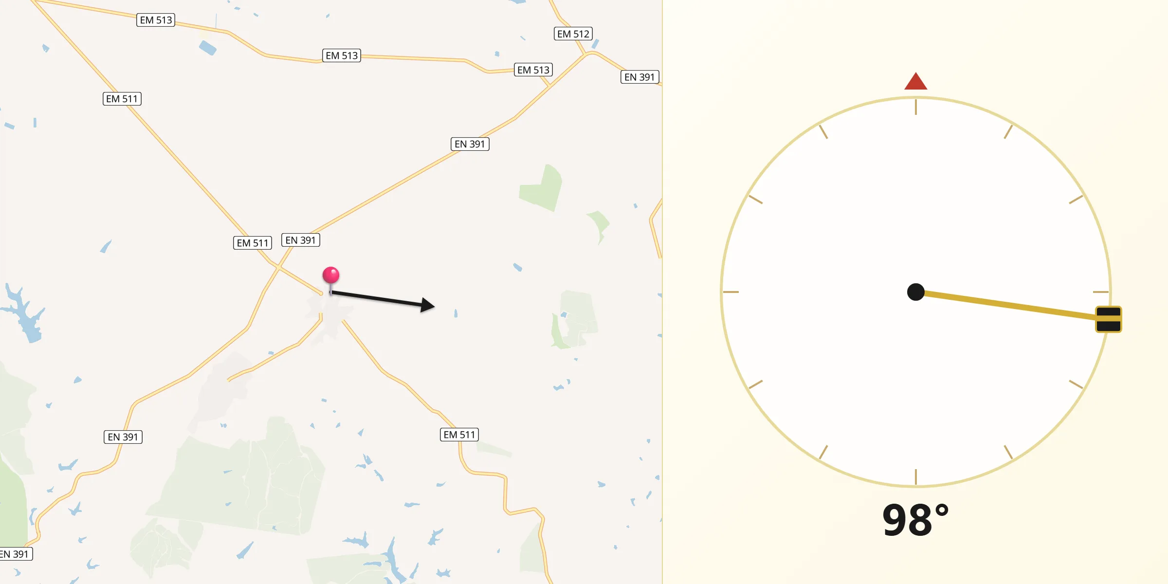 Direção da Qibla a partir de Salvada