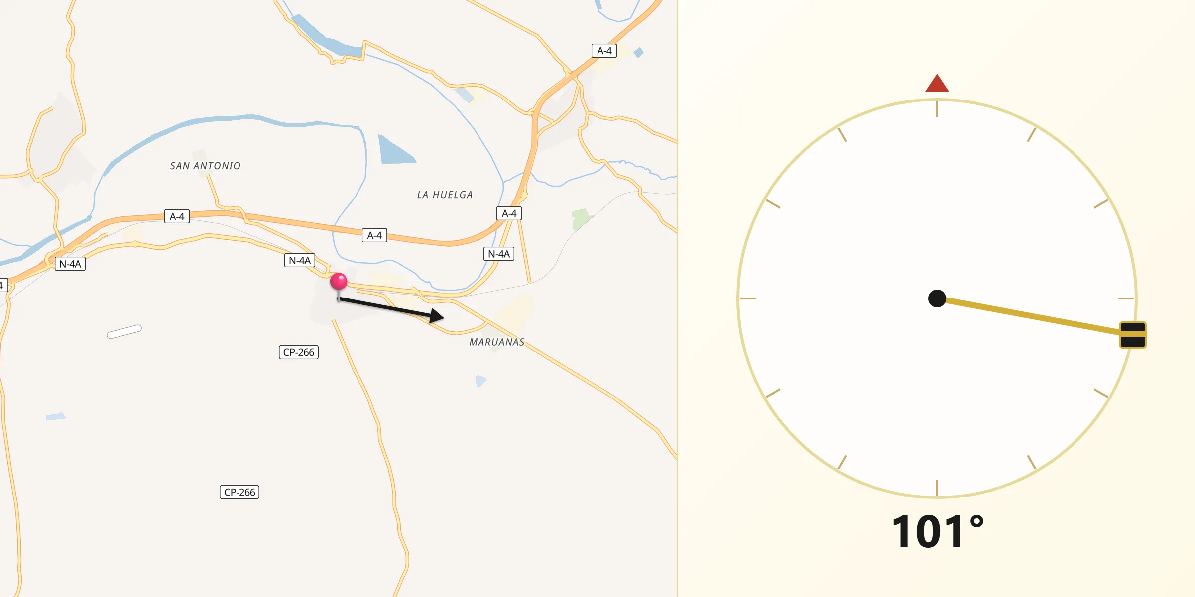 Dirección de la Qibla desde El Carpio