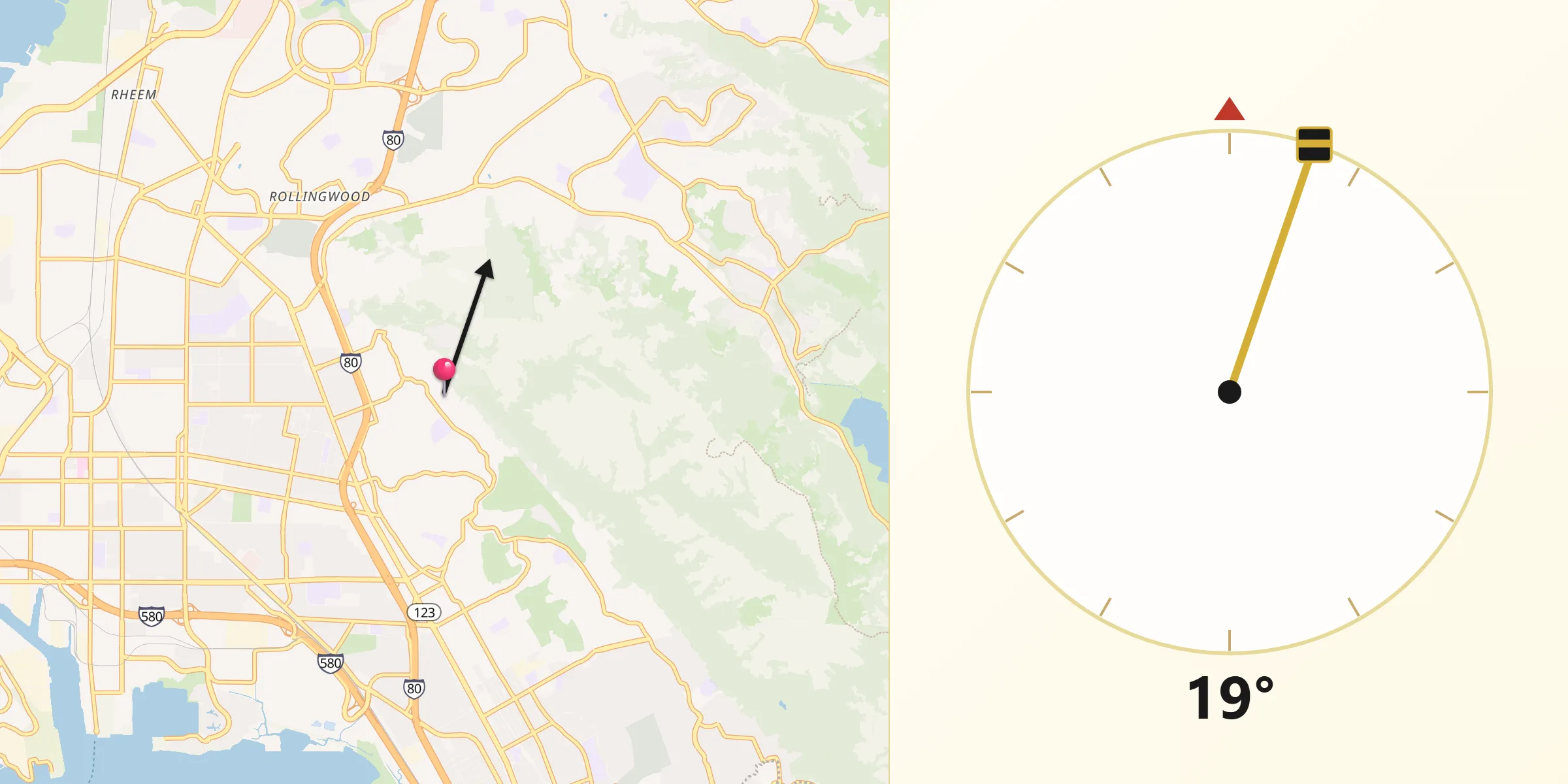 Qibla Direction from East Richmond Heights