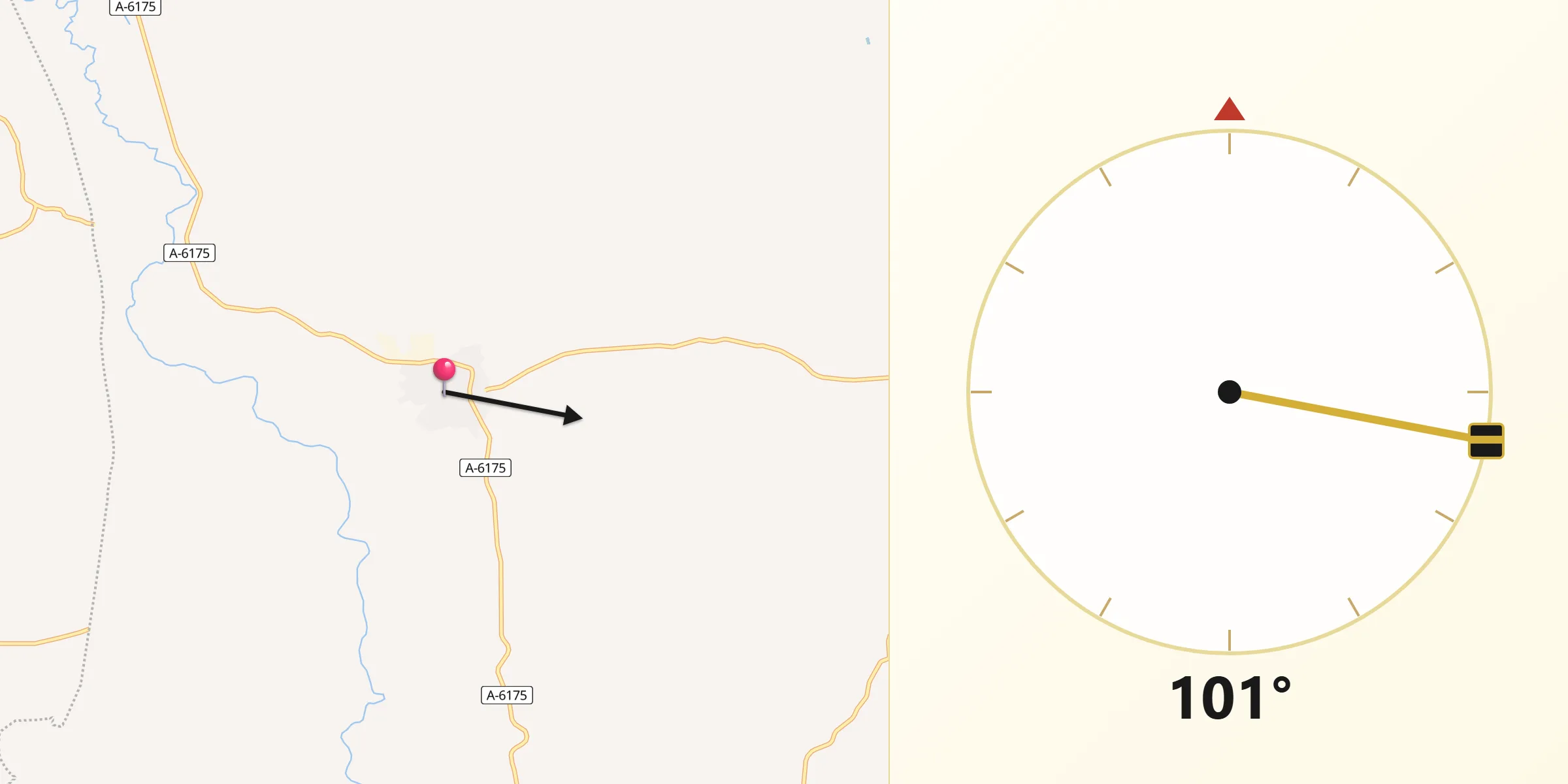 Dirección de la Qibla desde Lopera