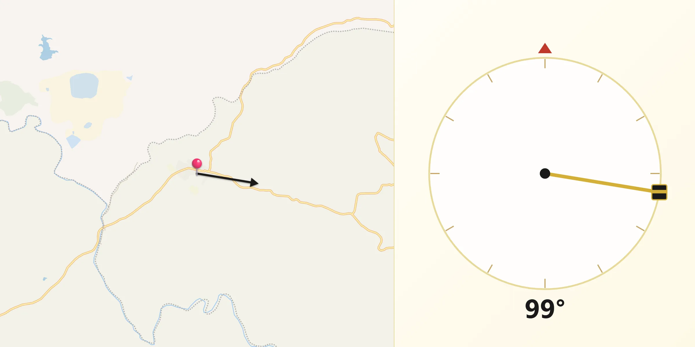 Dirección de la Qibla desde El Real de la Jara